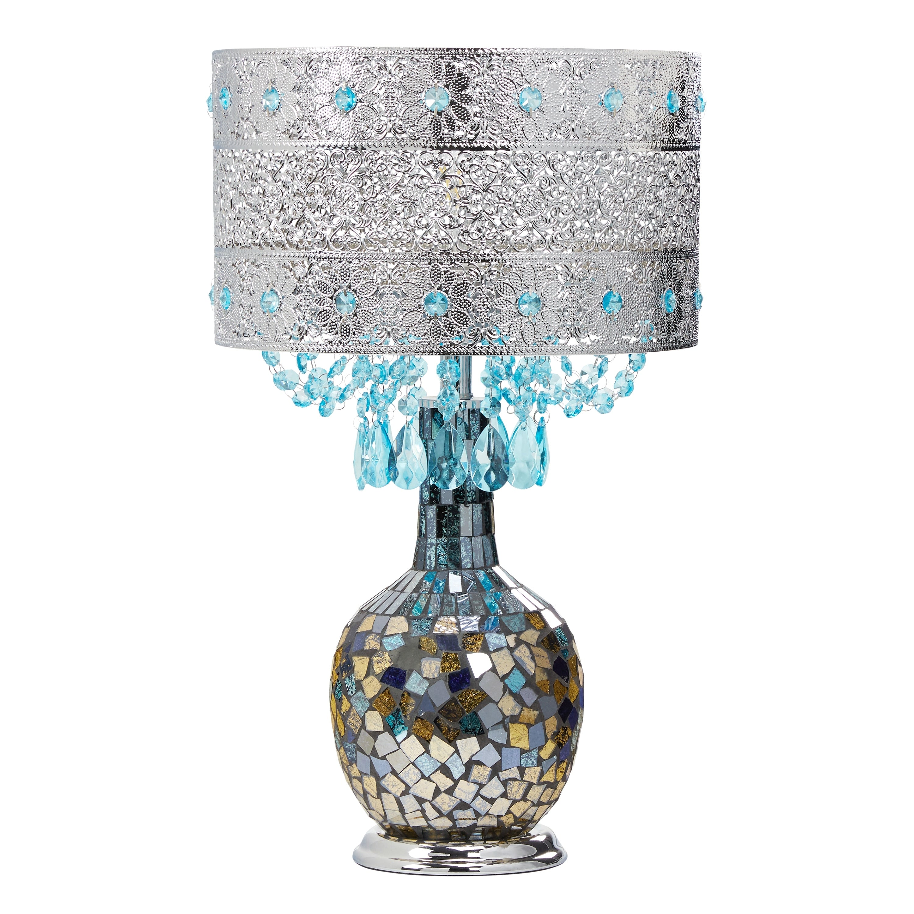 River of Goods Mattei Jeweled Metal Shade with Mosaic Base Table Lamp