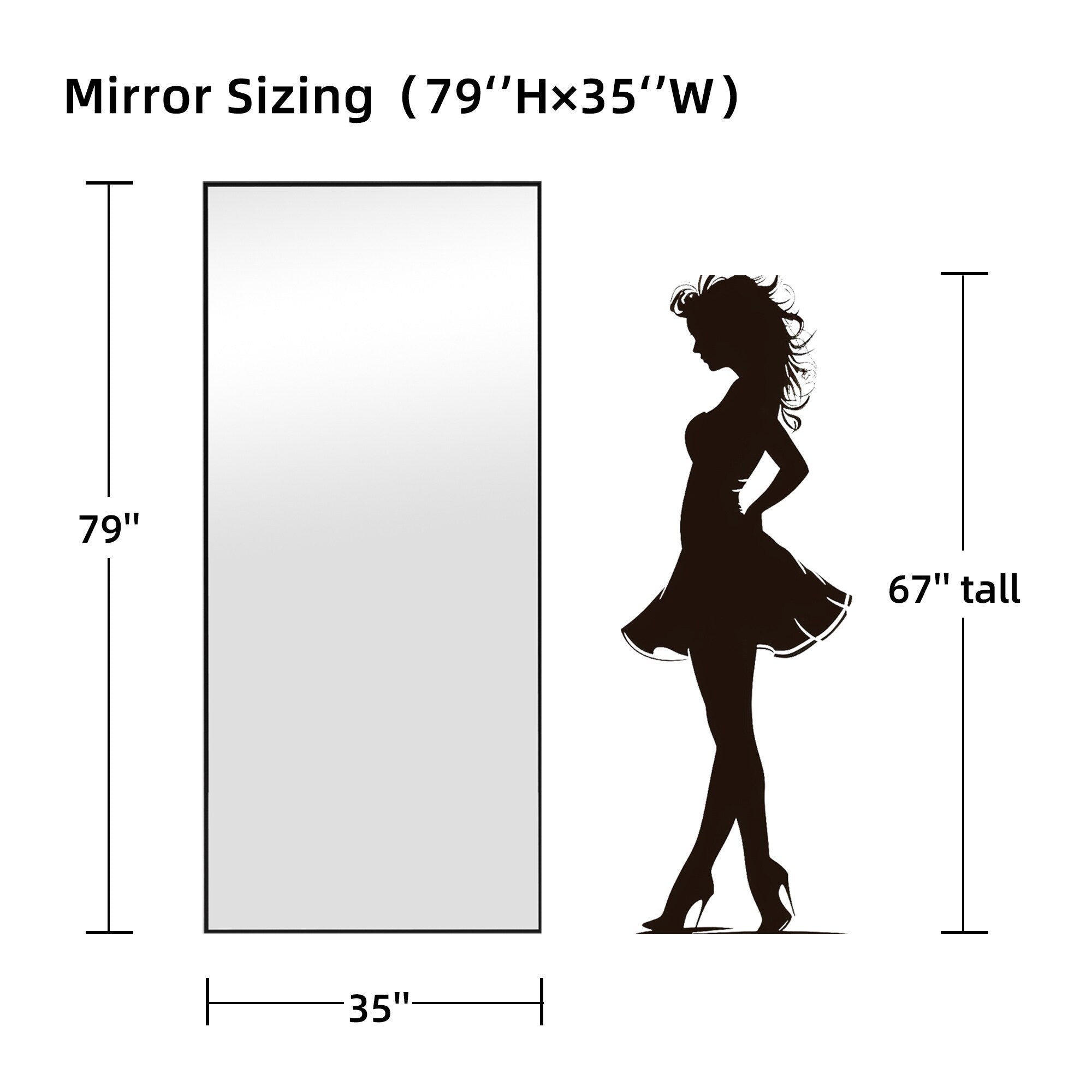 Modern Oversized Aluminum Alloy Full-Length Floor Mirror - 79*35