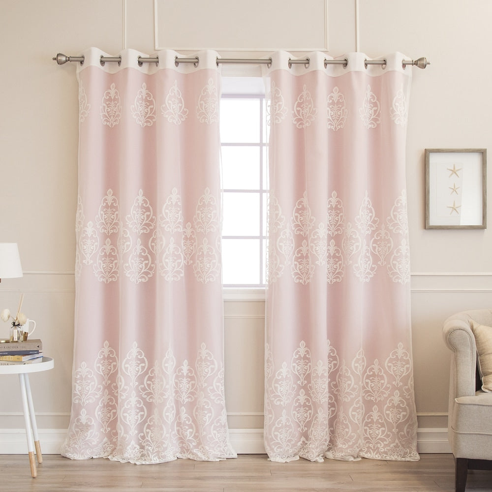 Aurora Home Mix & Match Agatha Sheer and Blackout 4 Piece Curtain Set