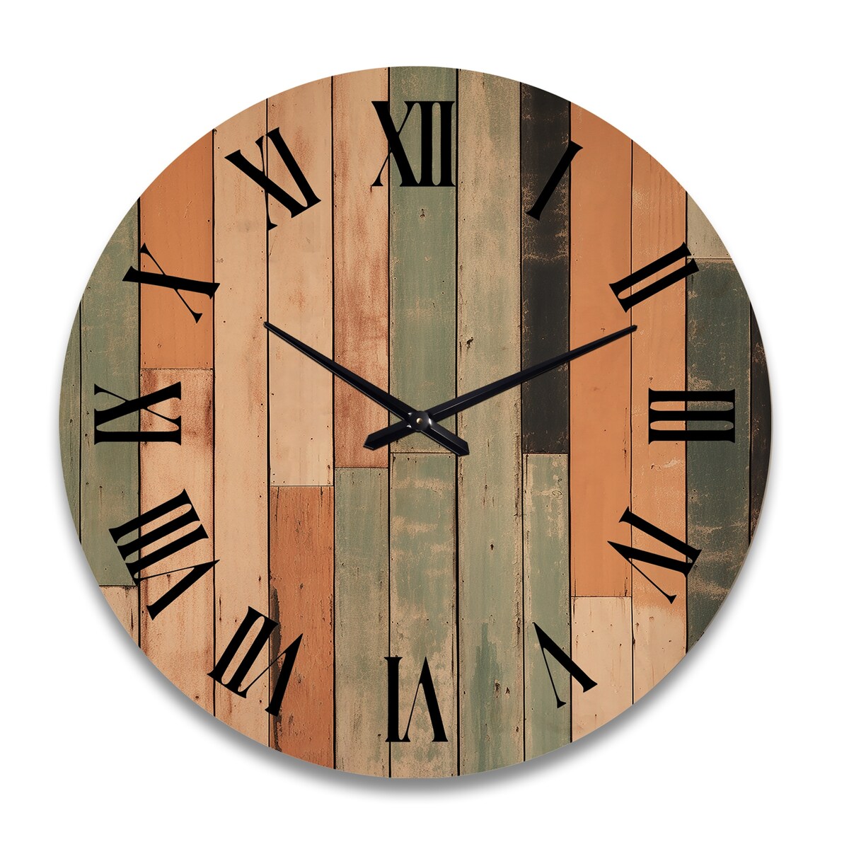 Designart Vertical Elegance Minimal Retrovisions II Abstract Midcentury Oversized Wood Wall Clock