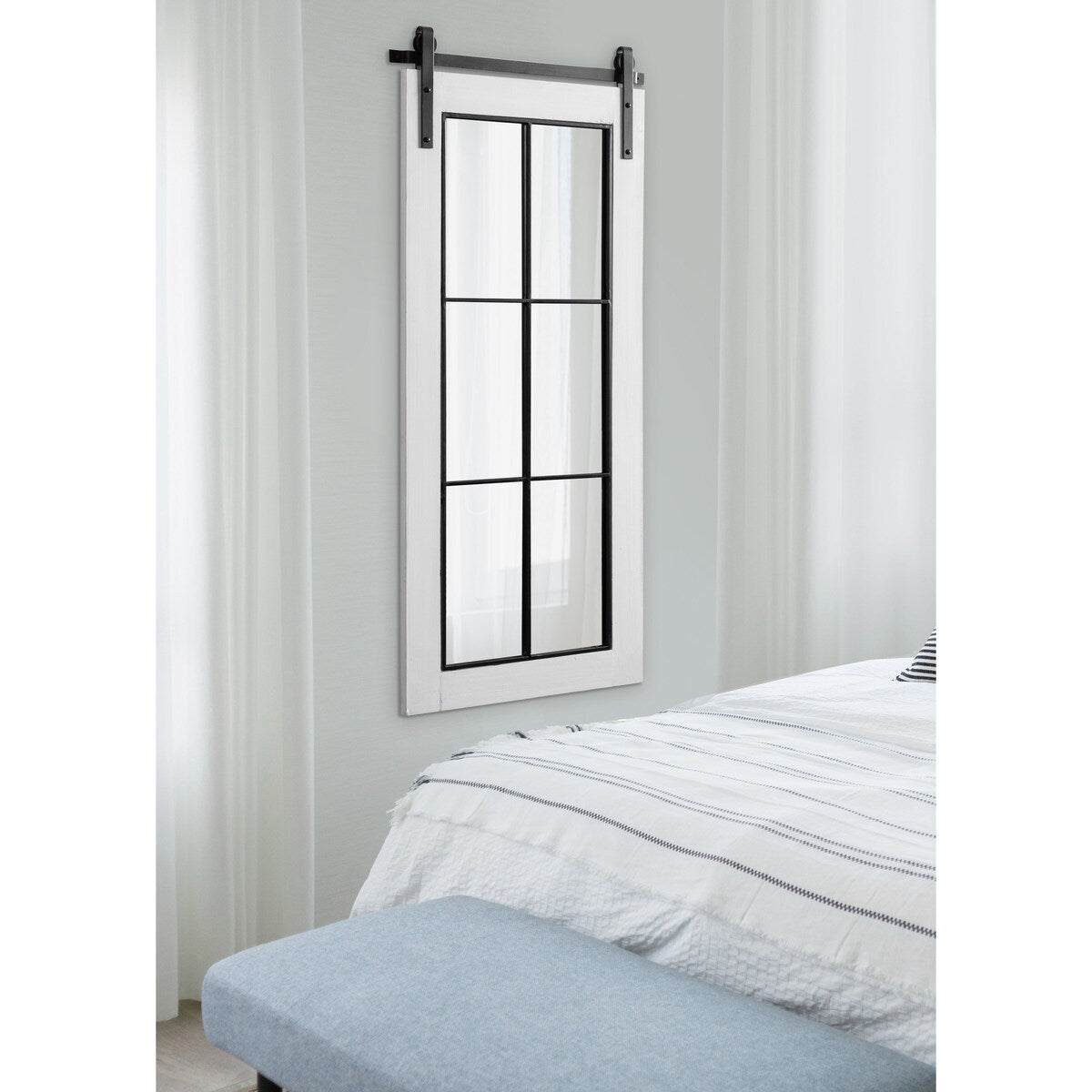 Kate and Laurel Cates Windowpane Framed Wall Mirror