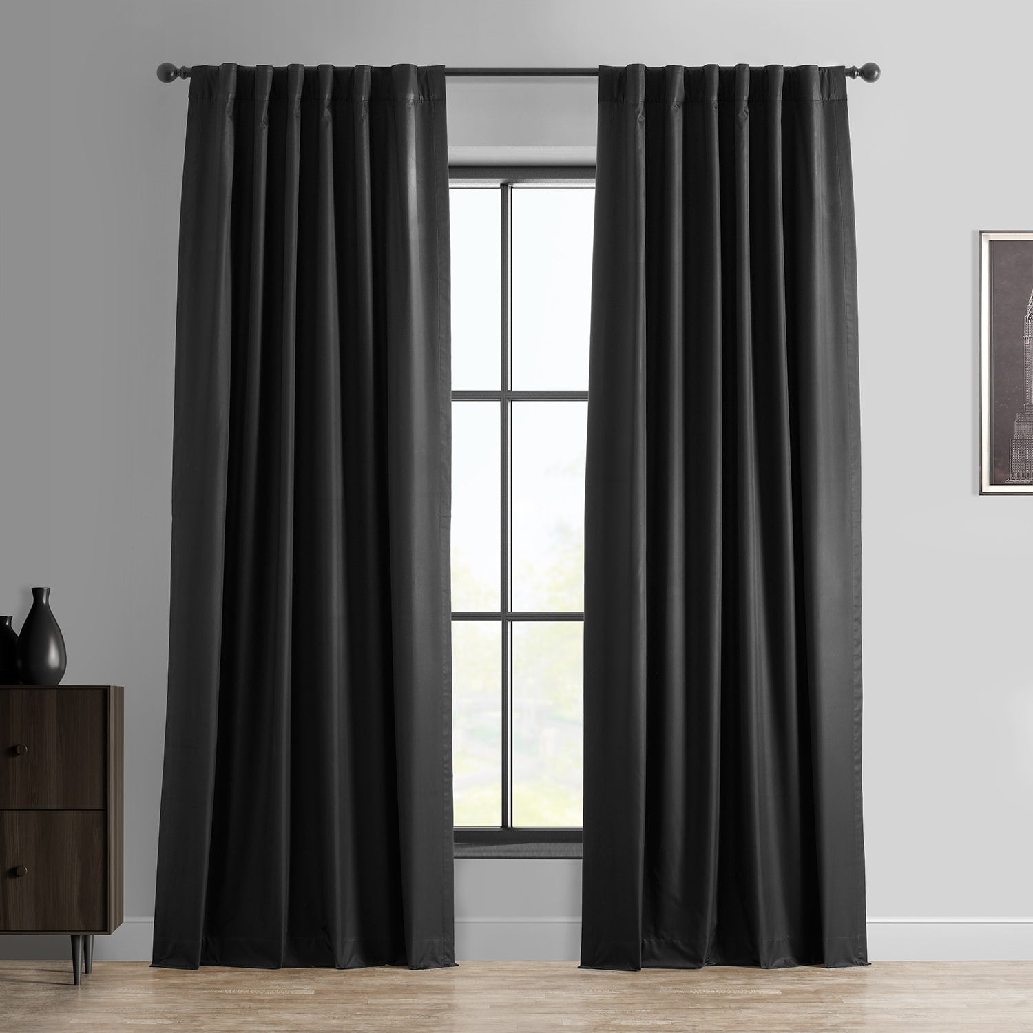 Exclusive Fabrics Essential Polyester Solid Blackout Curtains - Thermal Insulated Window Curtains Rod Pocket (Single Panel)