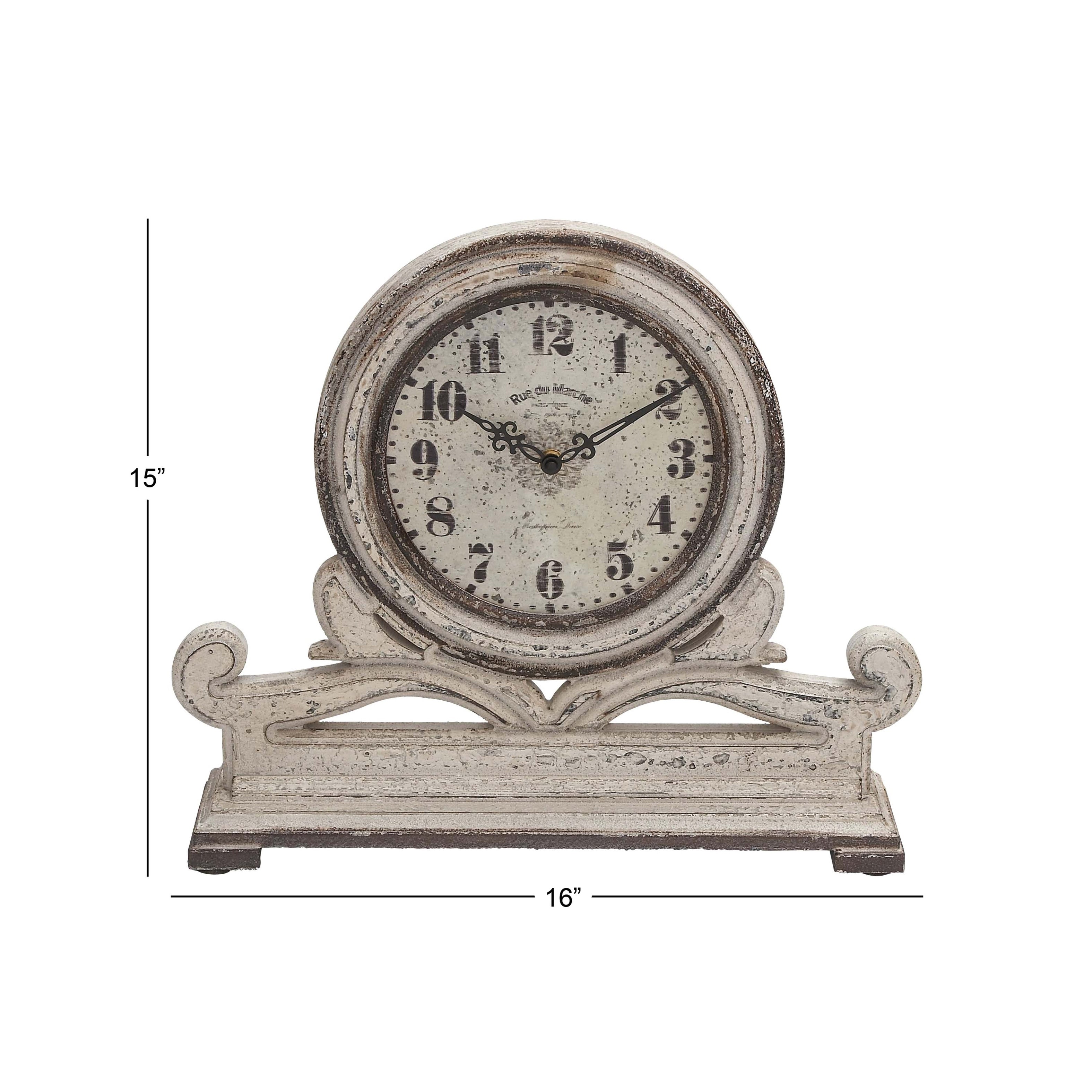 Wooden Scroll Clock - White - Roche River Decor - 4W x 16L x 15H