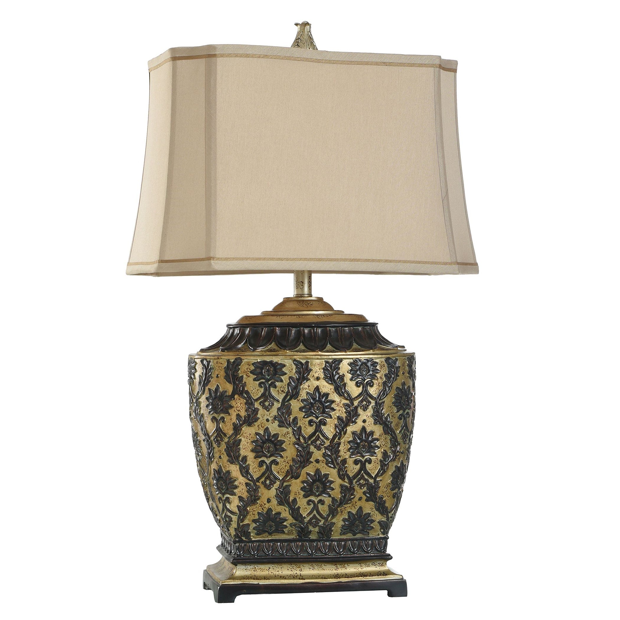 StyleCraft Jane Seymour Antique Platinum and Barbados Table Lamp - Beige Fabric Shade