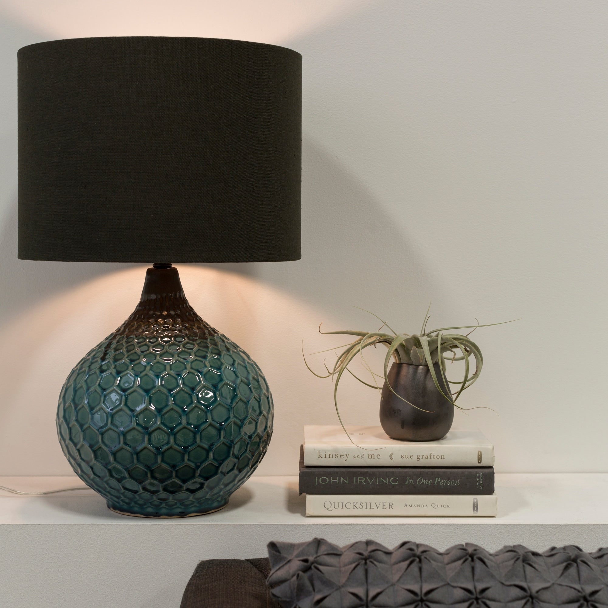 Livabliss Rustic Emma Table Lamp with Glazed Ceramic Base