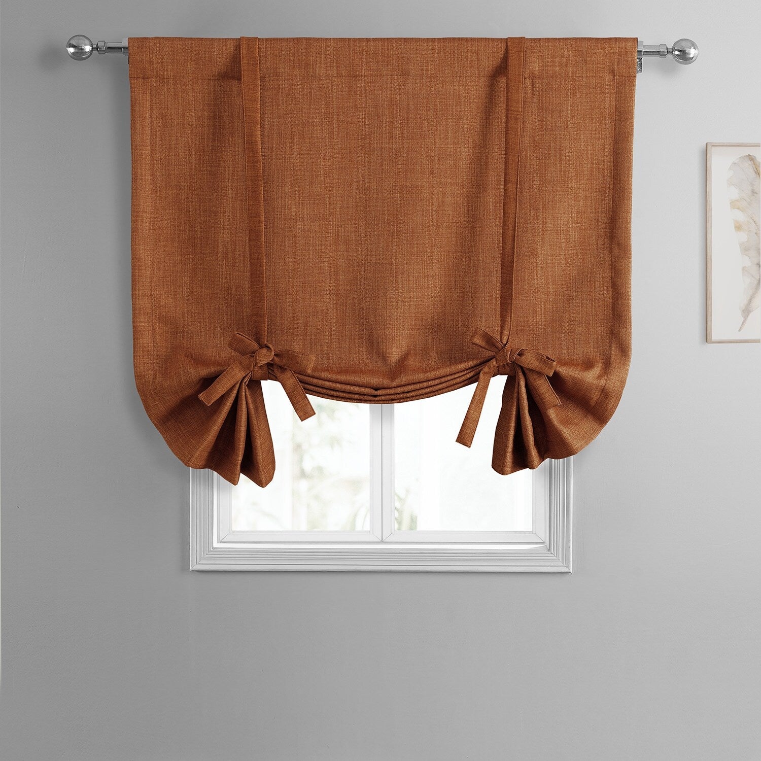 Exclusive Fabrics Faux Linen Room Darkening Tie-Up Window Shade (1 Panel)