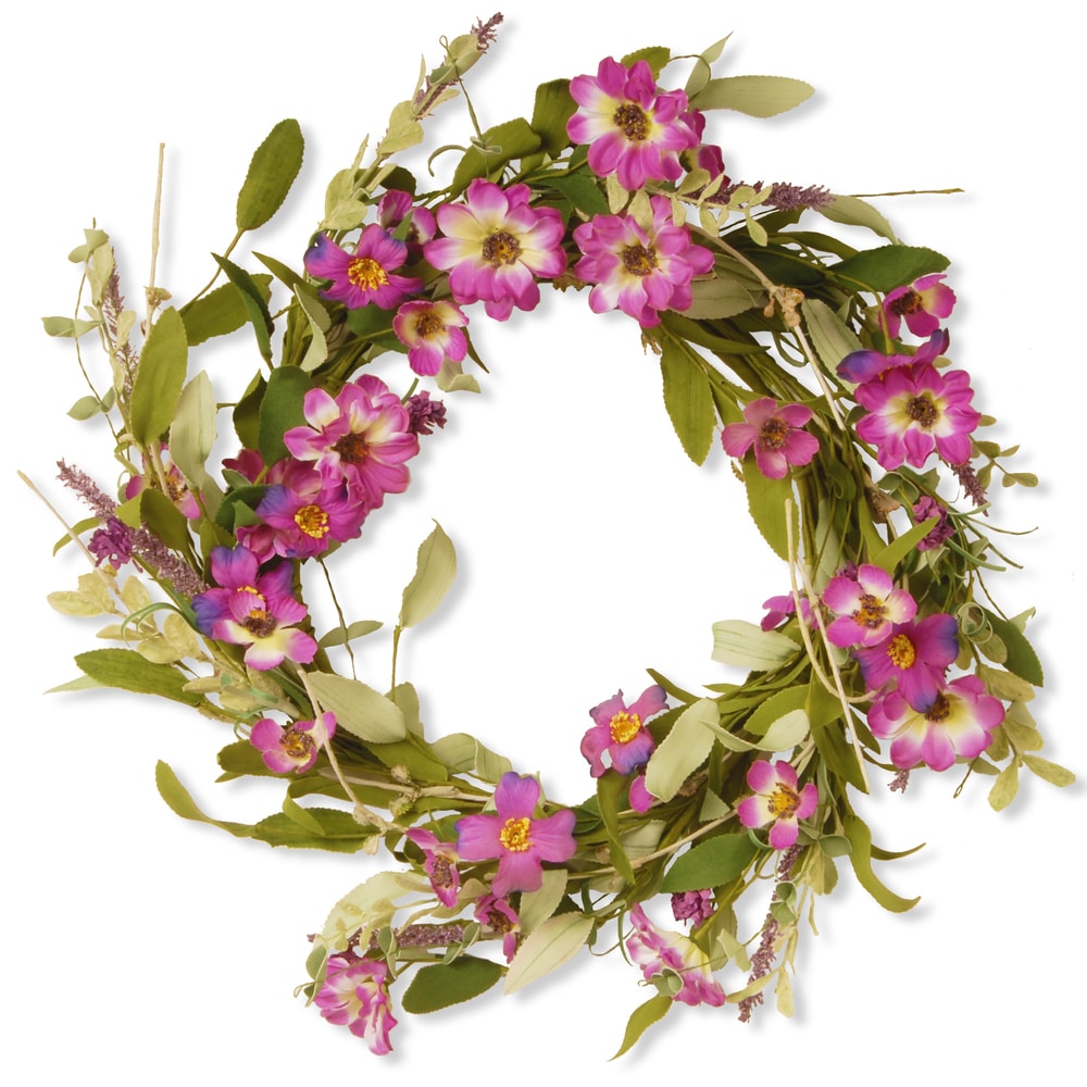 National Tree Company 20 in. Floral Wreath with Daisy and Lavender