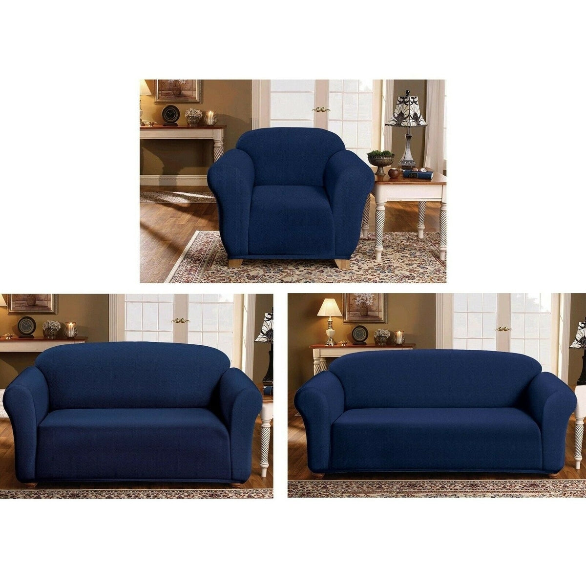 Milan Furniture Slipcover - Fitted Couch Cover, Jacquard Soft Stretch Fabric, Non-Slip, Arm Chair