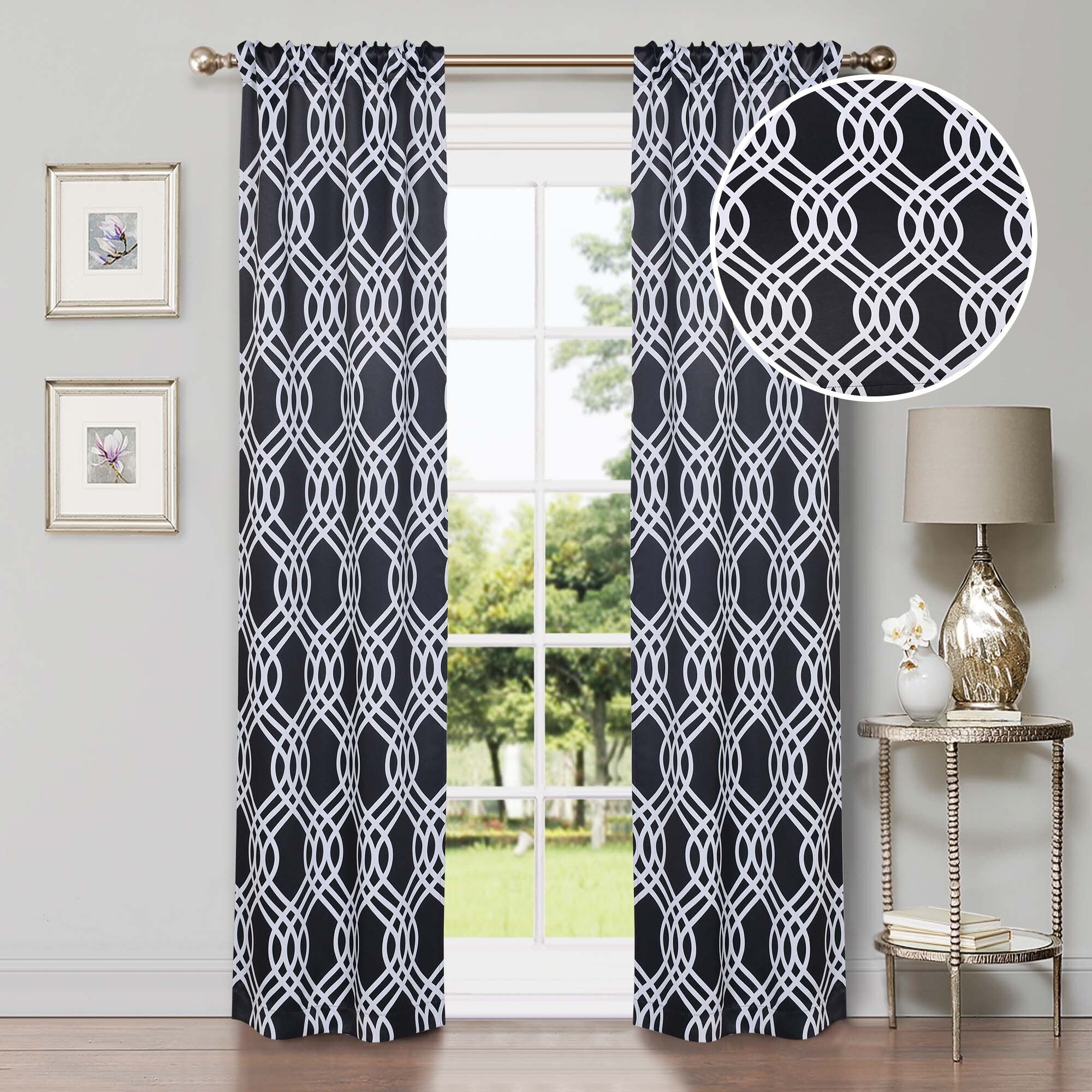 Superior Ribbon Washable Room Darkening Curtains, Set of 2 Panels