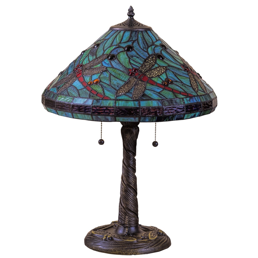 Tiffany Style Turquoise Blue Dragonfly Table Lamp