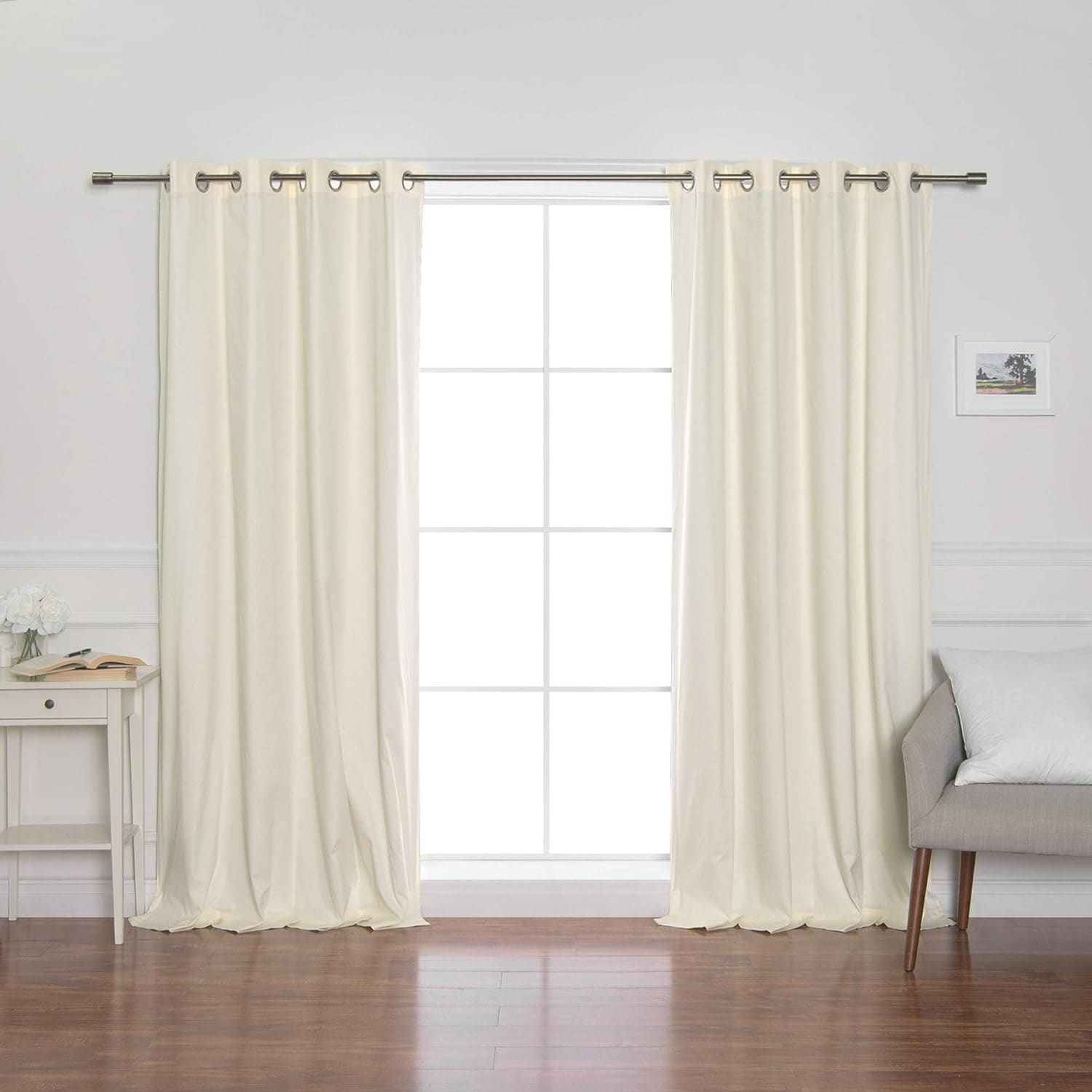 Aurora Home Solid Cotton Blend Blackout Curtain Set of 2