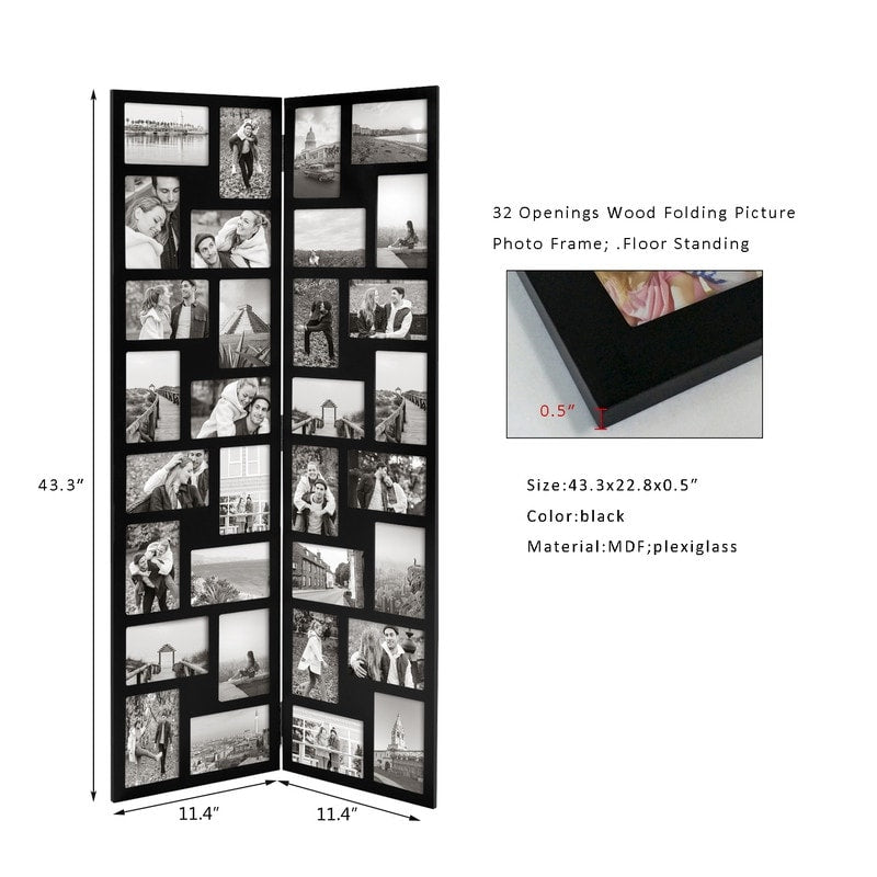 Adeco Black Folding Collage Picture Frame