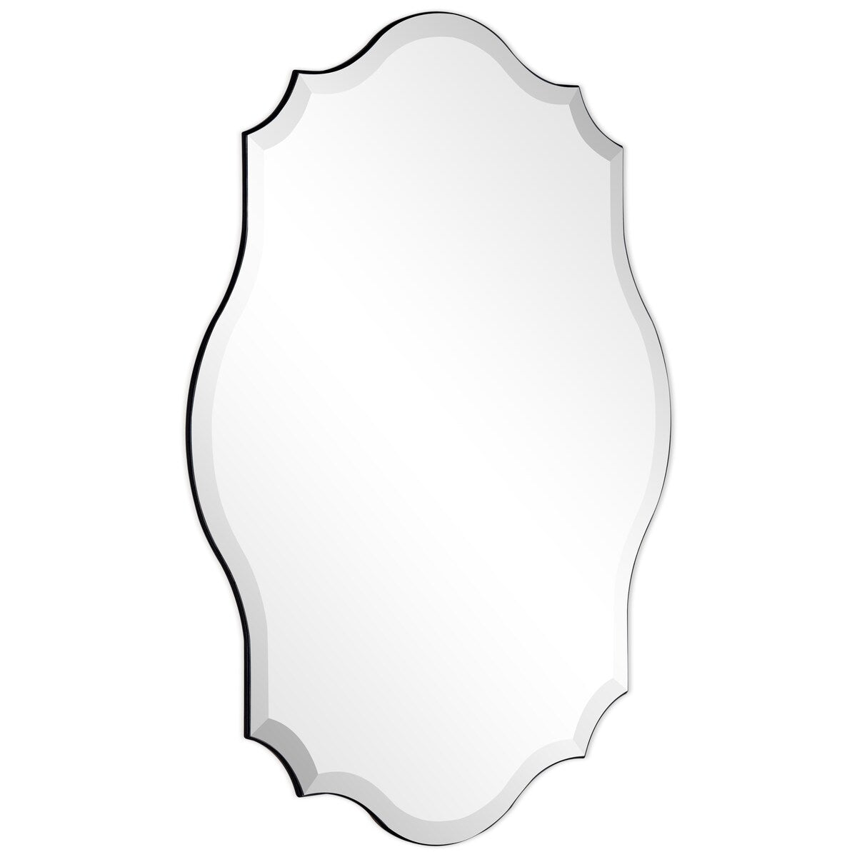 Frameless Beveled Oblong Elegant Scalloped Wall Mirror