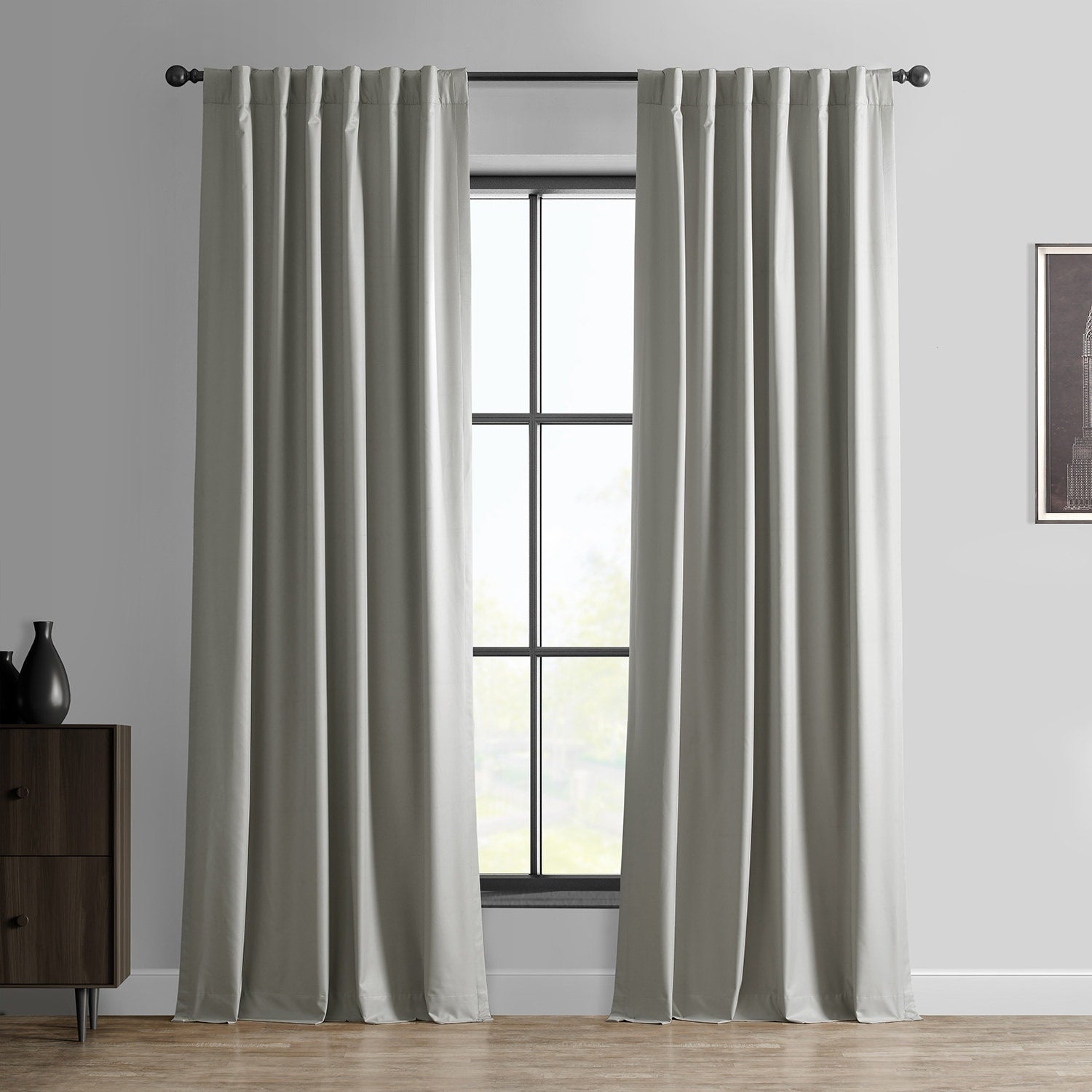 Exclusive Fabrics Essential Polyester Solid Blackout Curtains - Thermal Insulated Window Curtains Rod Pocket (Single Panel)