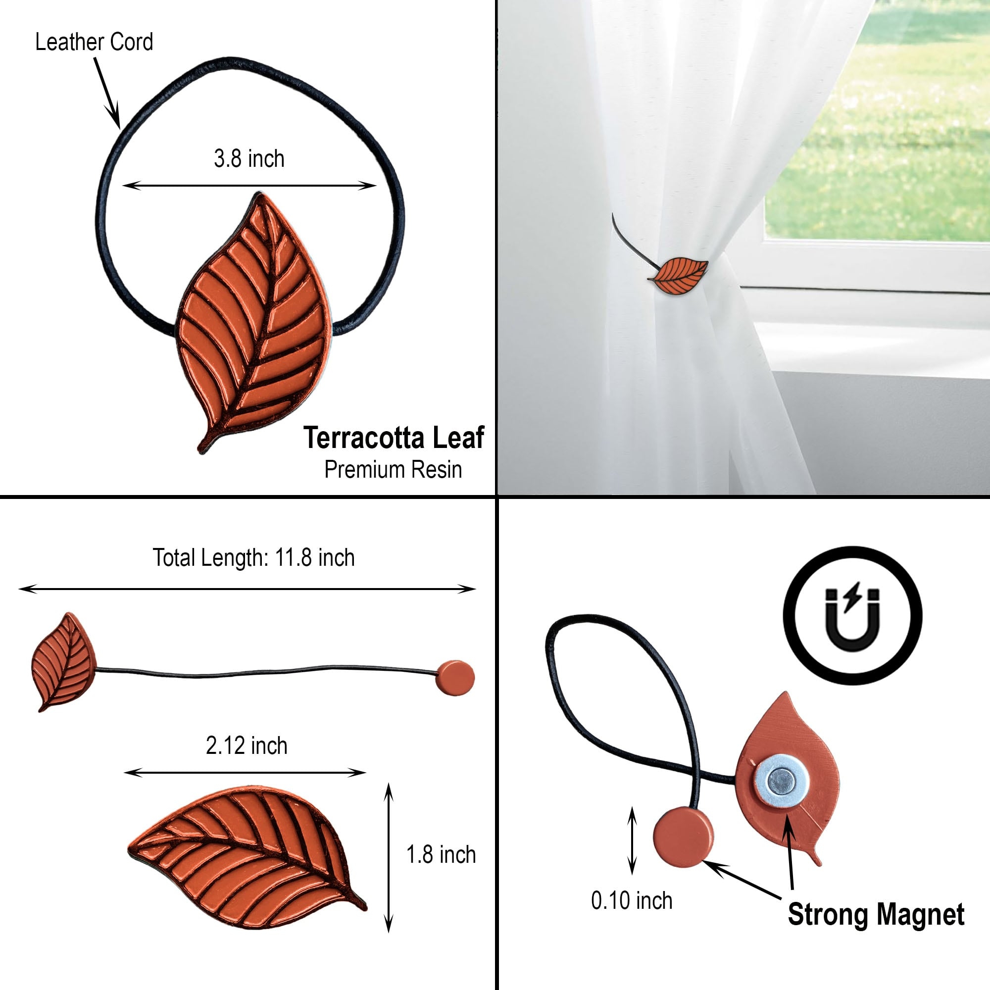 Magnetic Curtain Tieback - Stylish Leaf Design in Resin