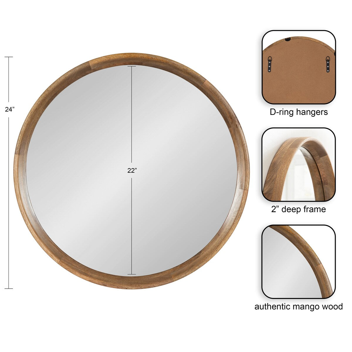 Kate and Laurel Prema Wood Framed Mirror