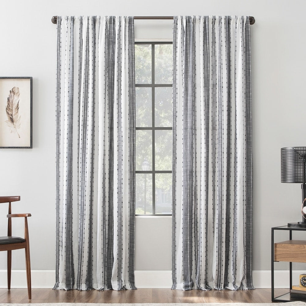 Archaeo Slub Texture Stripe Cotton Curtain, Single Panel