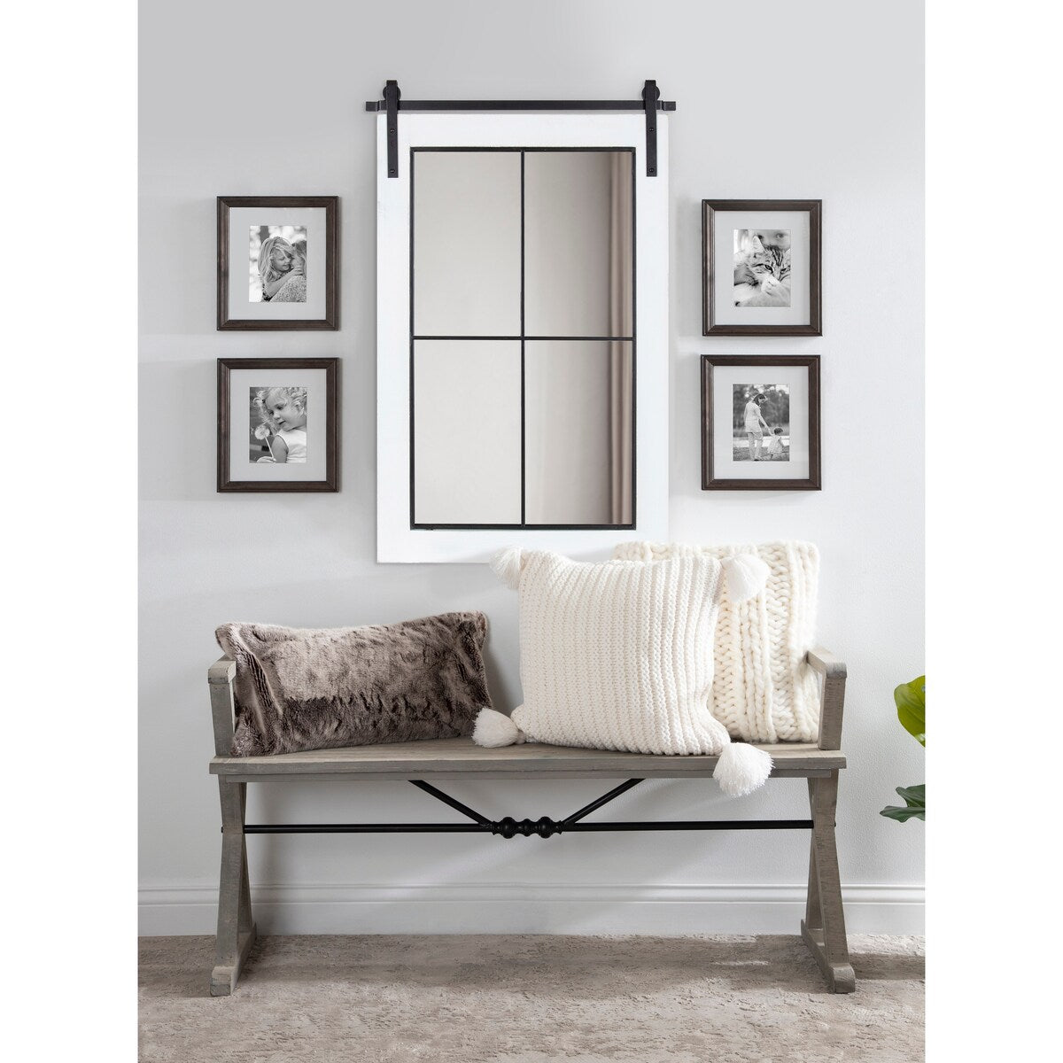 Kate and Laurel Cates Windowpane Framed Wall Mirror