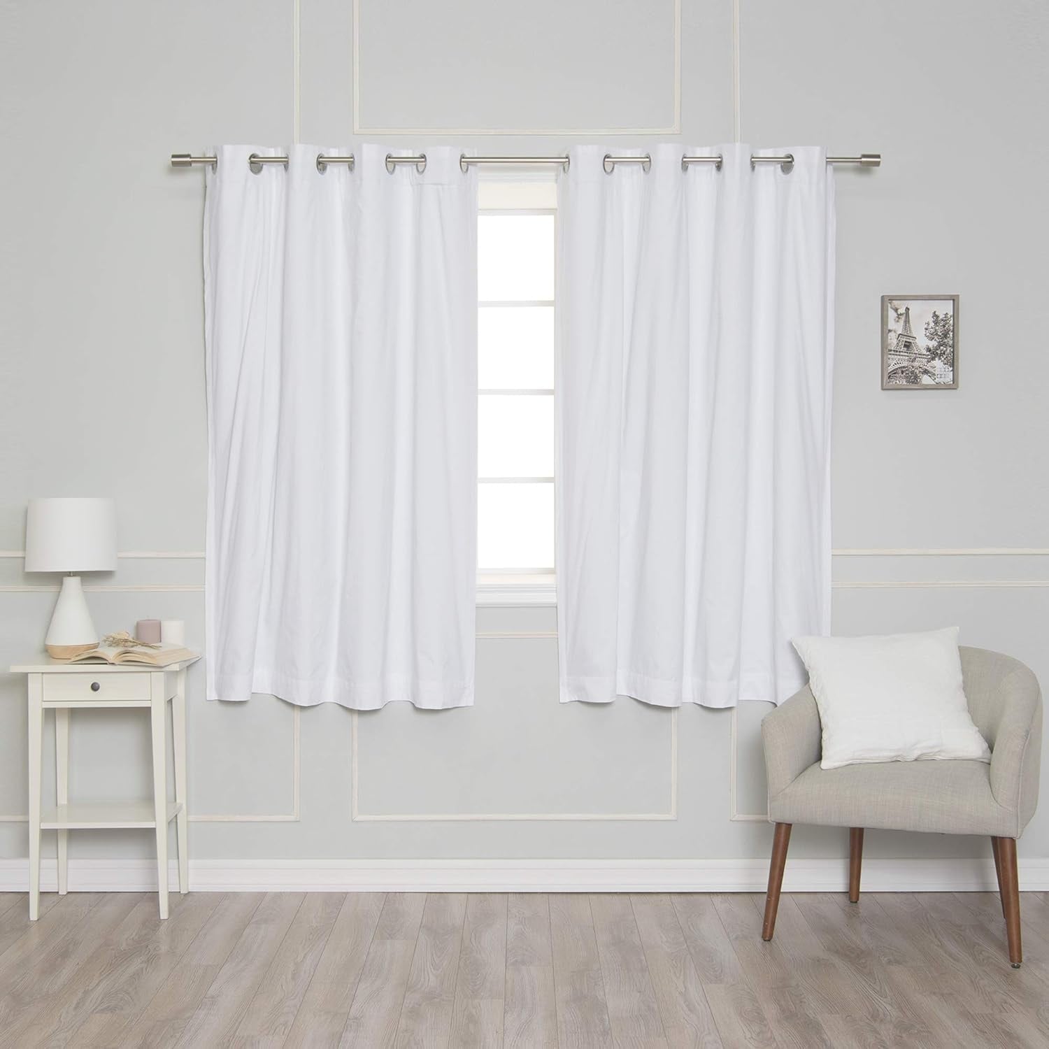 Aurora Home Solid Cotton Blend Blackout Curtain Set of 2