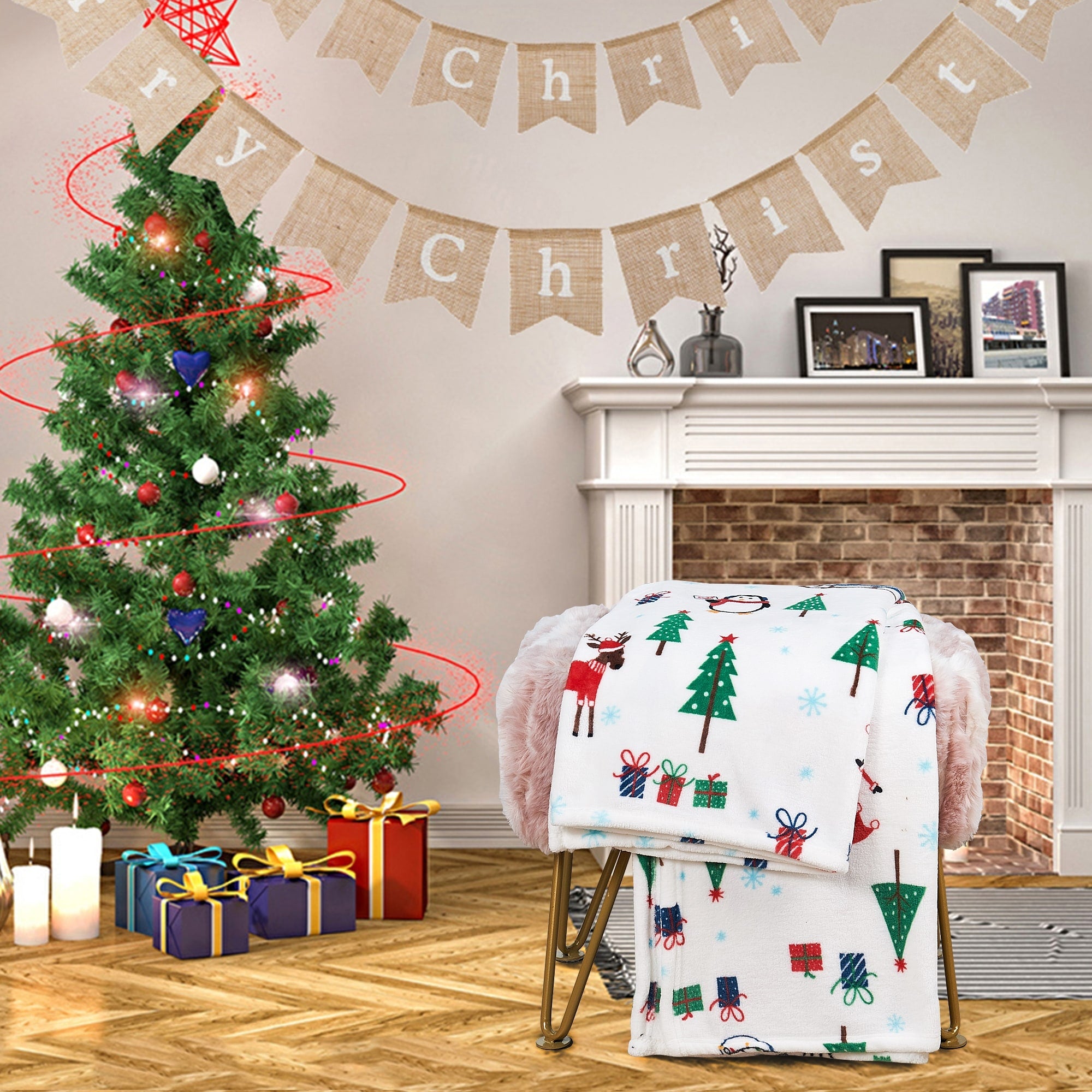 Christmas Flannel Fleece Throw Blanket 50x60