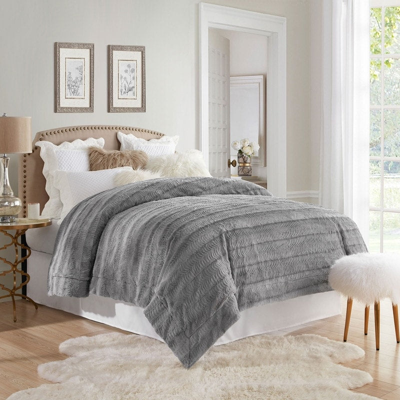 Swift Home Soft Embossed Imitation Faux Fur Throw Bedding Blanket Bedspread