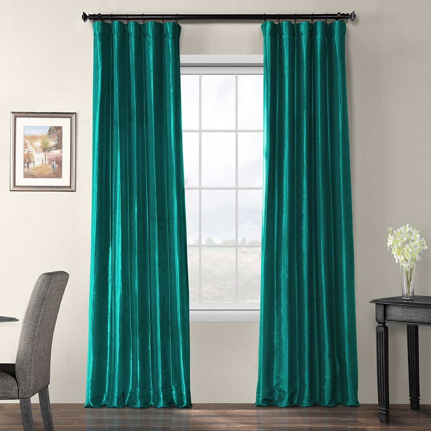 Exclusive Fabric Blackout Faux Silk Taffeta Curtain (1 Panel)