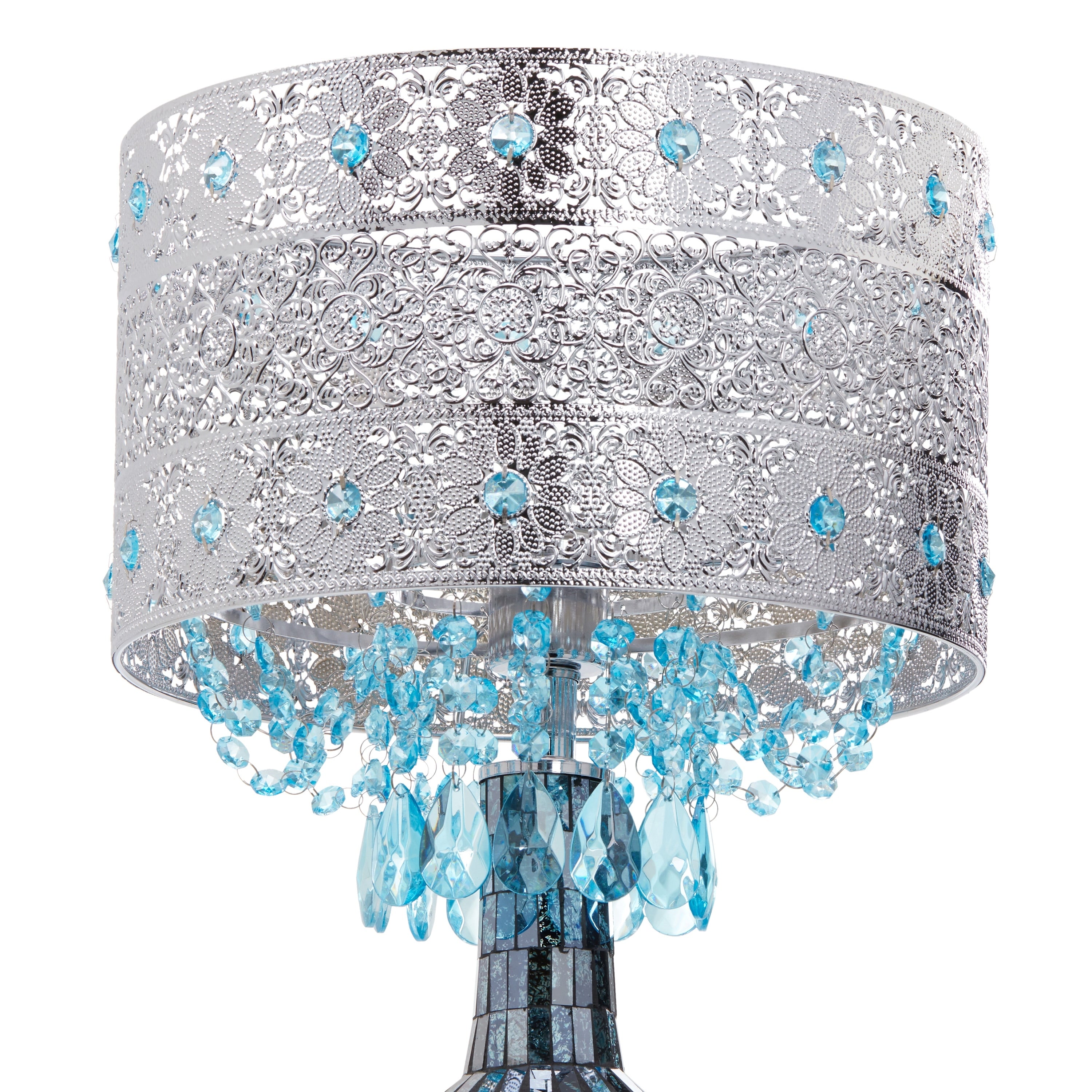 River of Goods Mattei Jeweled Metal Shade with Mosaic Base Table Lamp