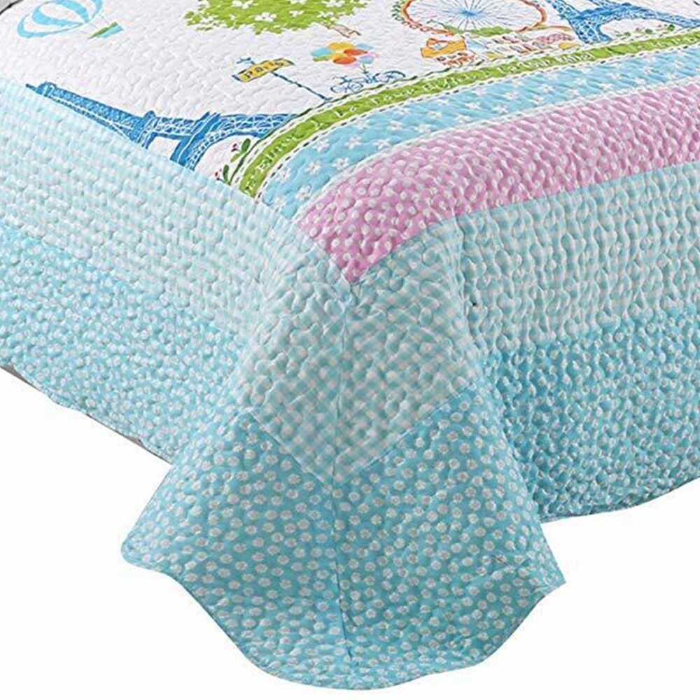 2pcs Kids Quilt Bedspread Comforter Set Throw Blanket Boys Girls Twin