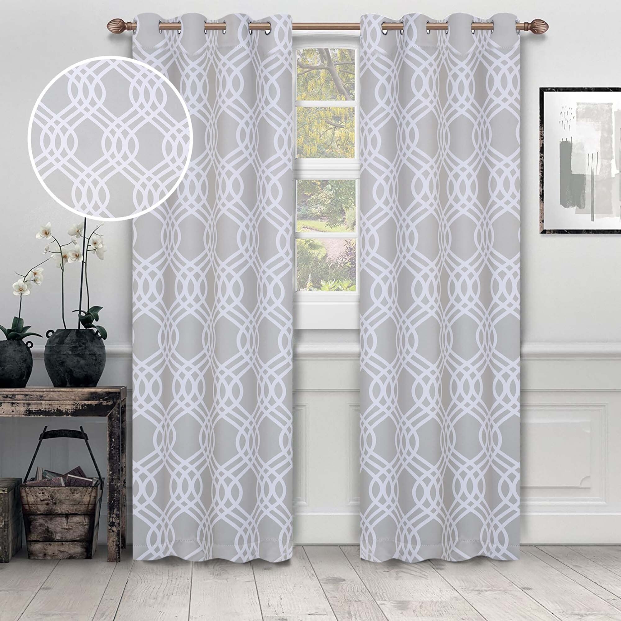 Superior Ribbon Washable Room Darkening Curtains, Set of 2 Panels