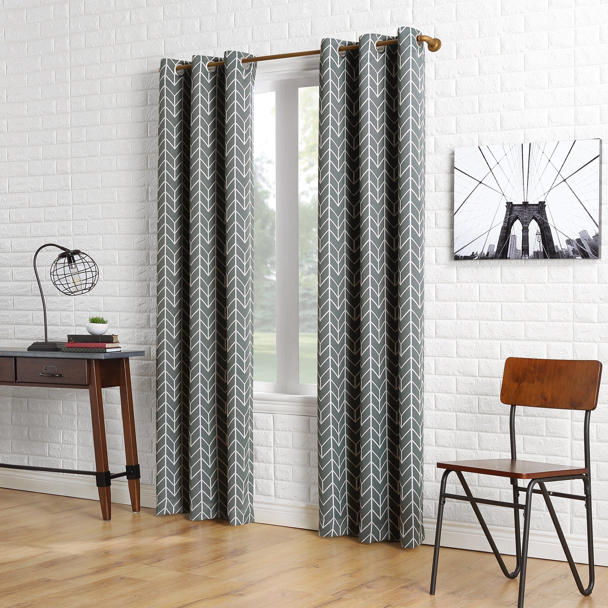 Sun Zero Kenwood Chevron Blackout Grommet Curtain Panel, Single Panel