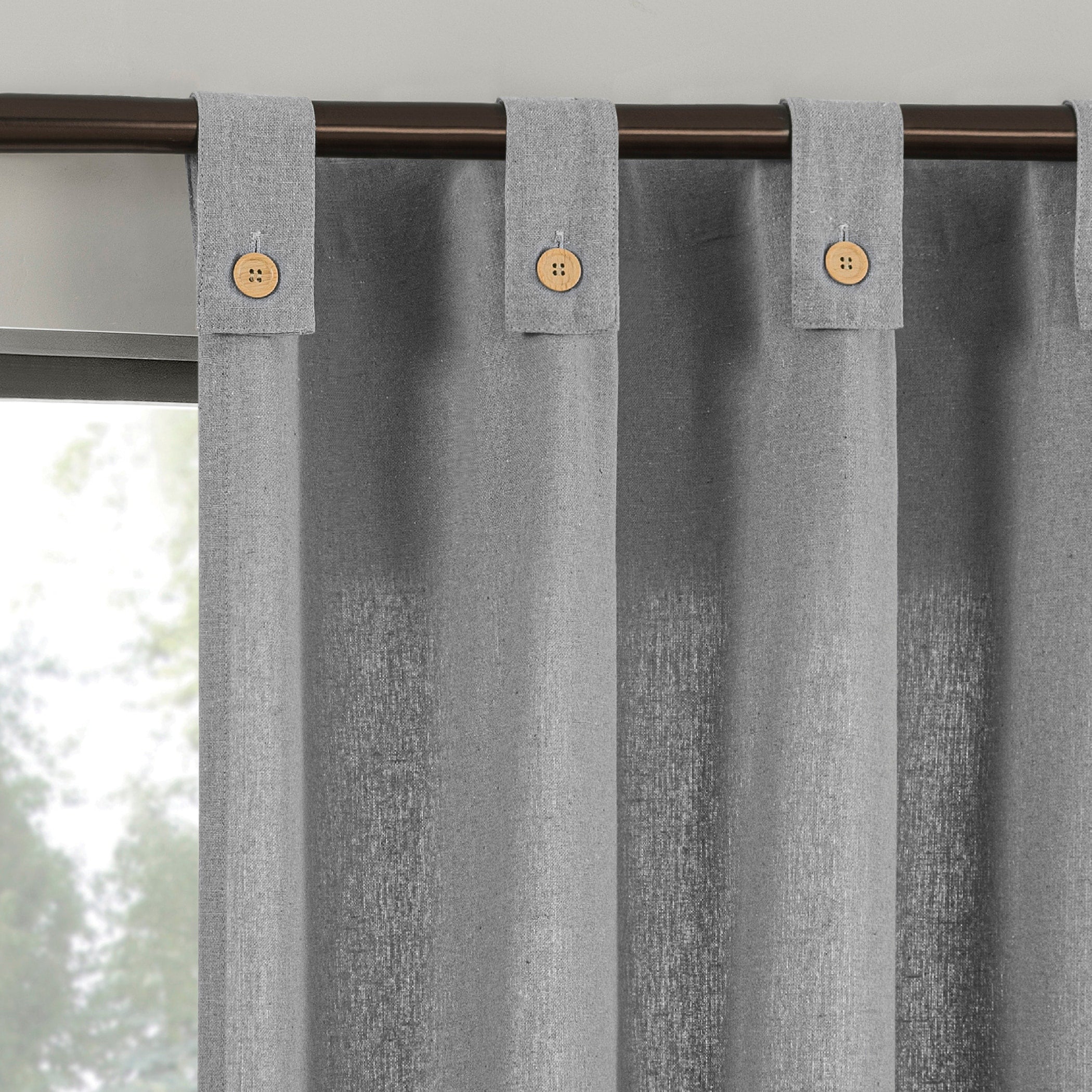 Archaeo Cotton Blend Button Tab Top Curtain, Single Panel