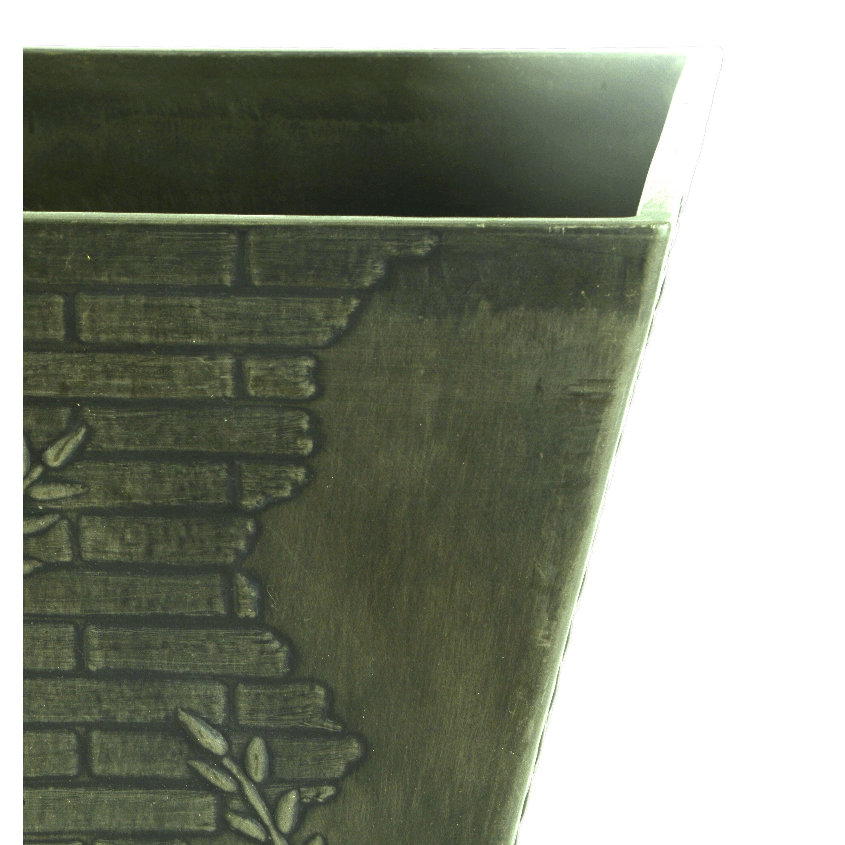 Fern Brick Square 11.8 in. L x 11.8 in. W x 11.8 in. H Indoor/Outdoor Resin Decorative Planter (2-Pack)