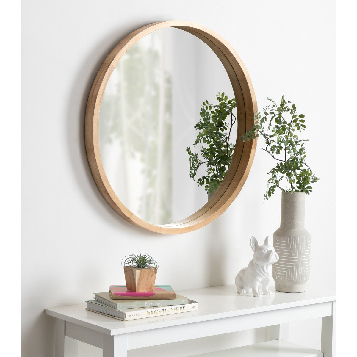 Hutton Round Decorative Wood-framed Wall Mirror