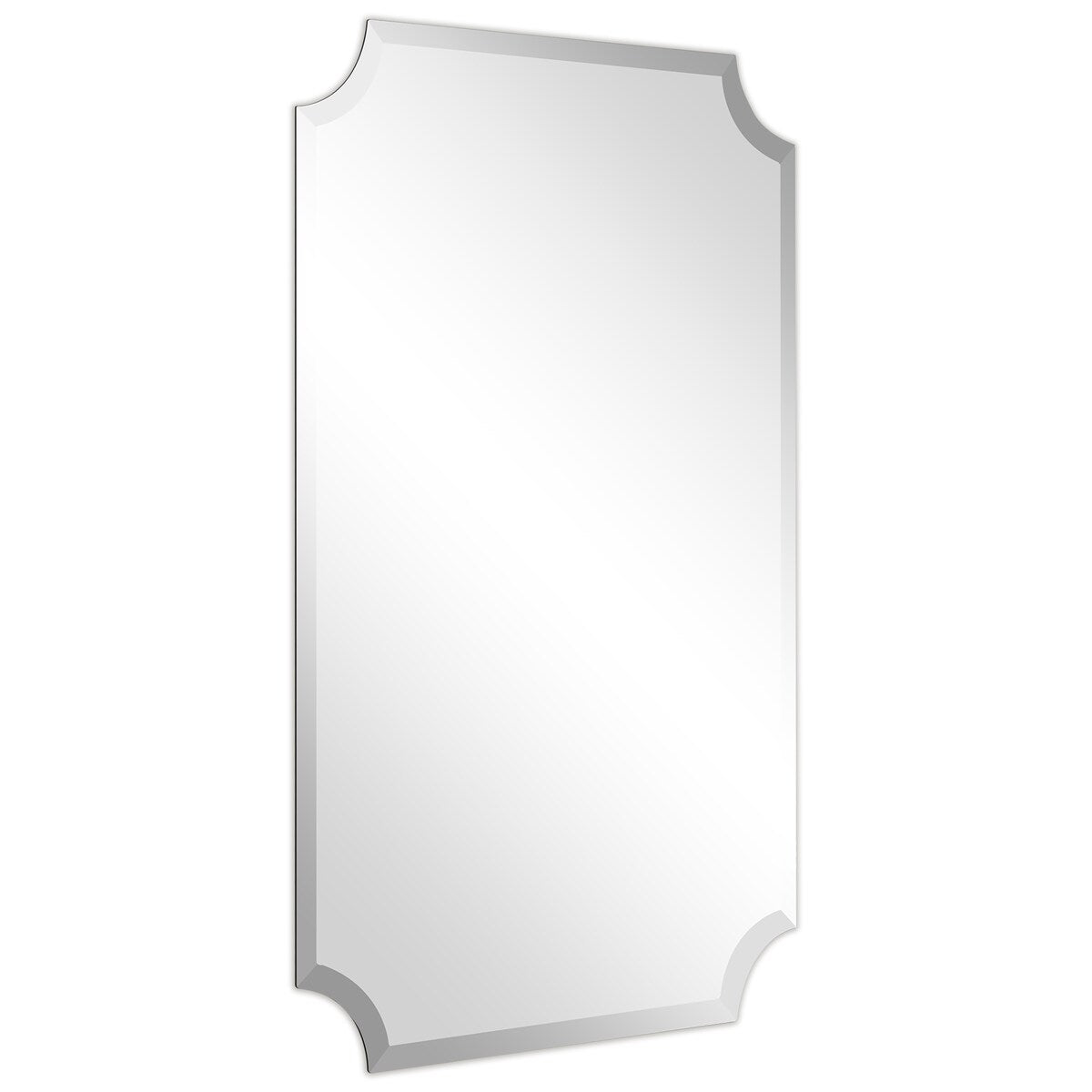 Frameless Rectangle Scalloped Beveled Wall Mirror - Clear