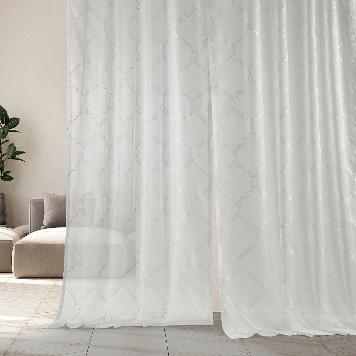 Exclusive Fabrics Florentina White Embroidered Sheer Rod Pocket Curtain (1 Panel)