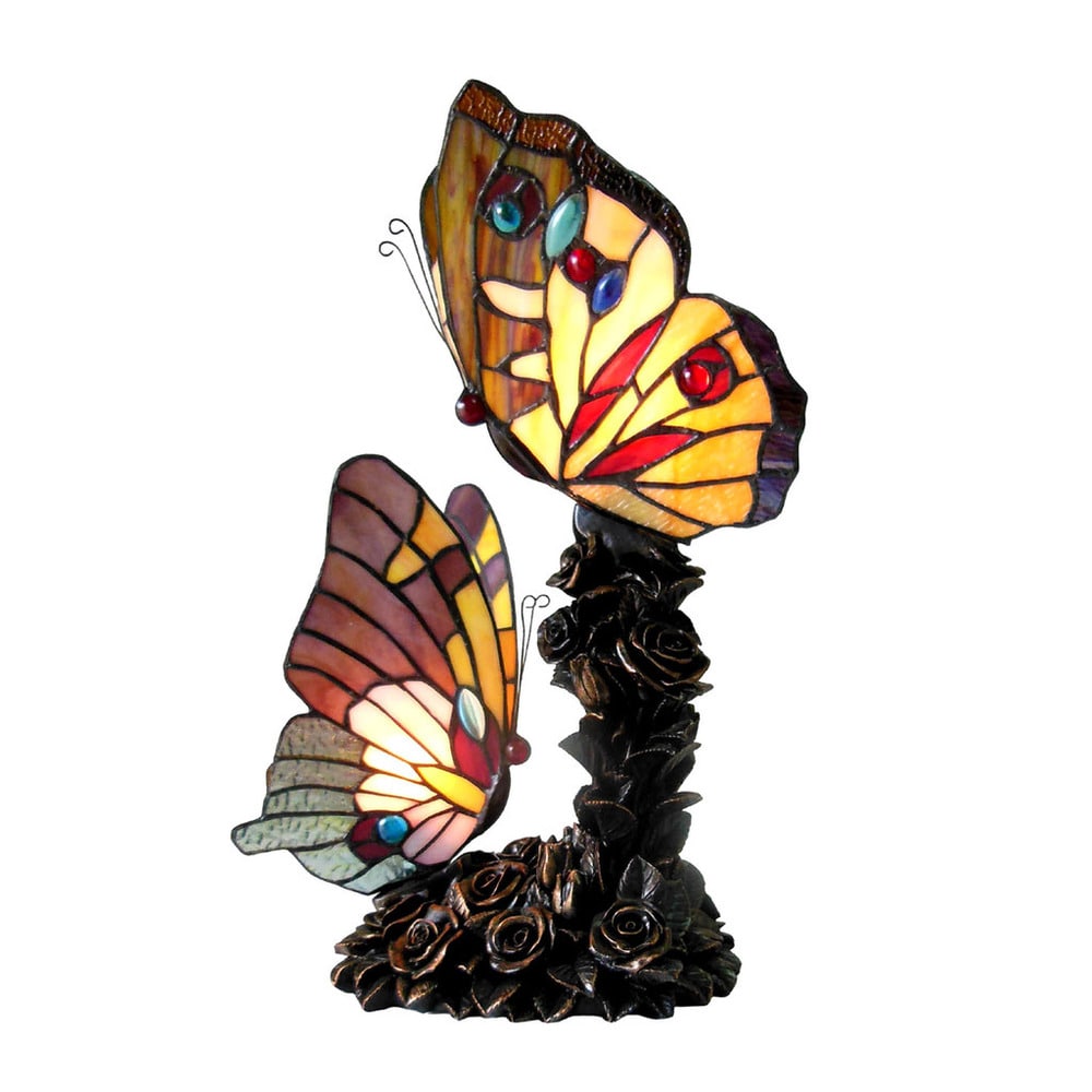 Tiffany Style Butterfly 2-light Bronze Table Lamp