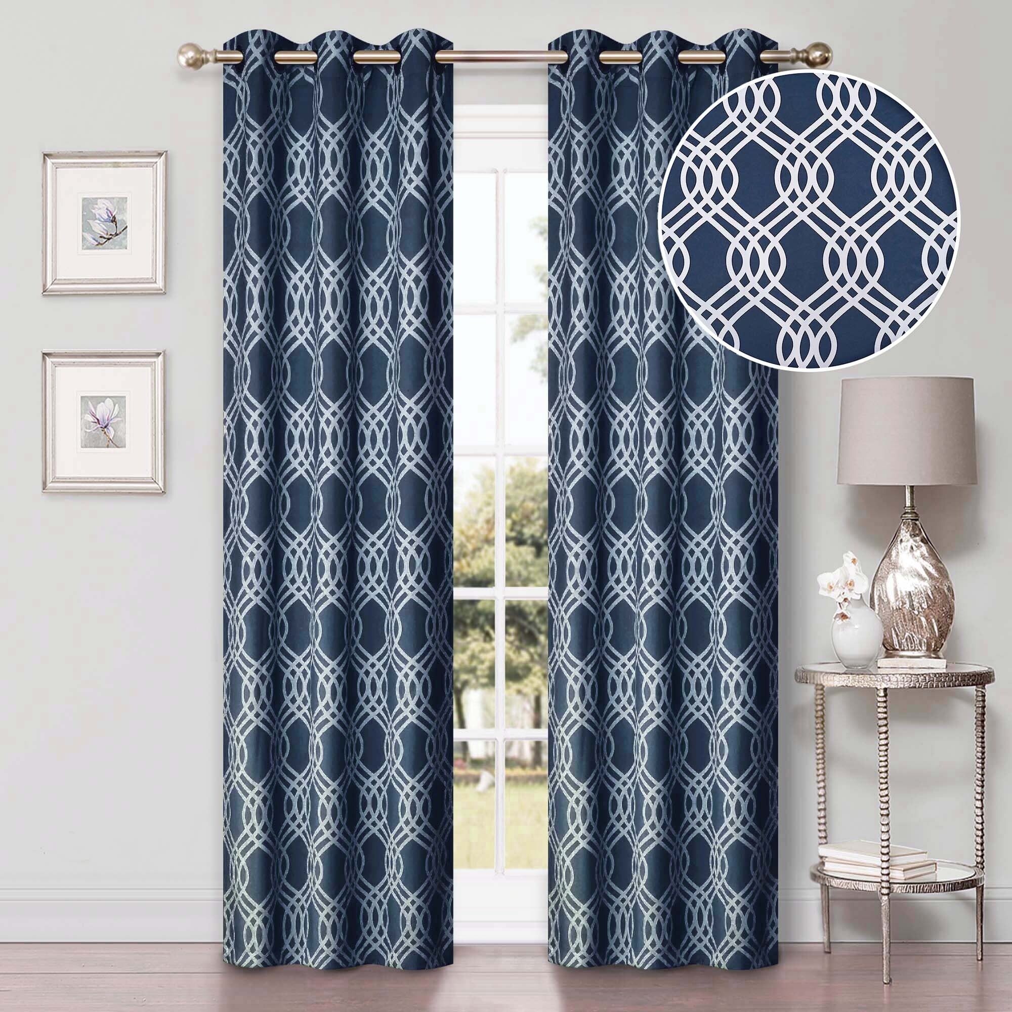 Superior Ribbon Washable Room Darkening Curtains, Set of 2 Panels