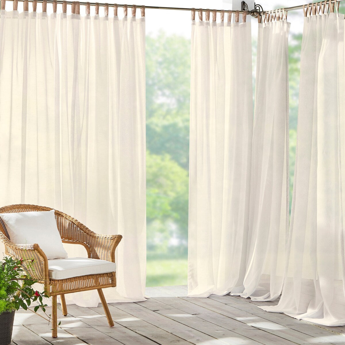 Darien Solid Indoor/Outdoor Sheer Velcro Tab Top Single Window Curtain Panel