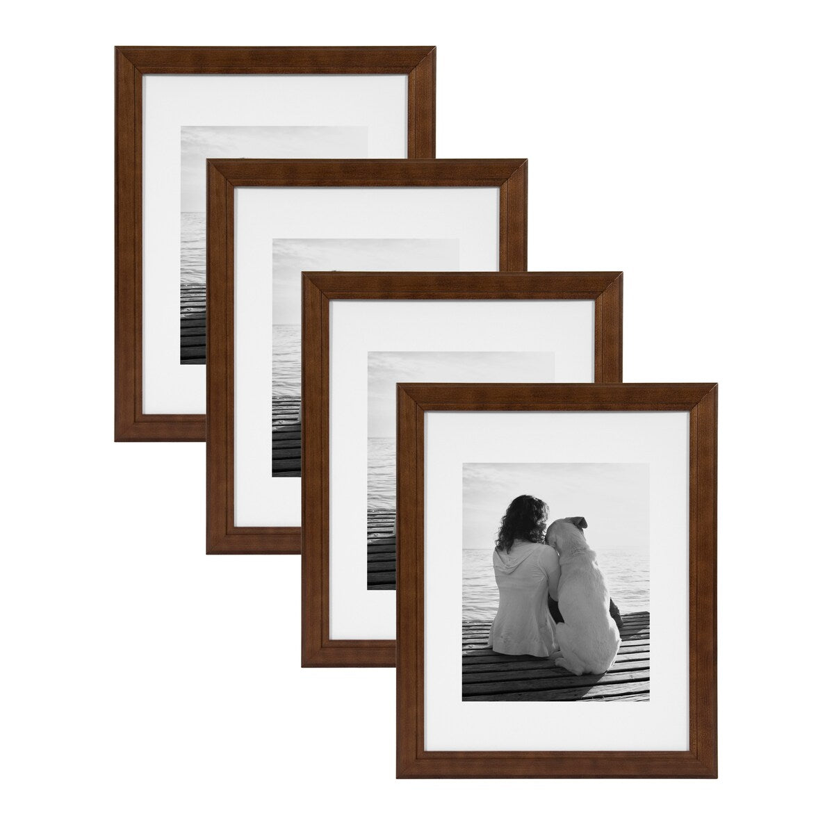 DesignOvation Kieva 11x14 matted to 8x10 Wood Picture Frame, Set of 4