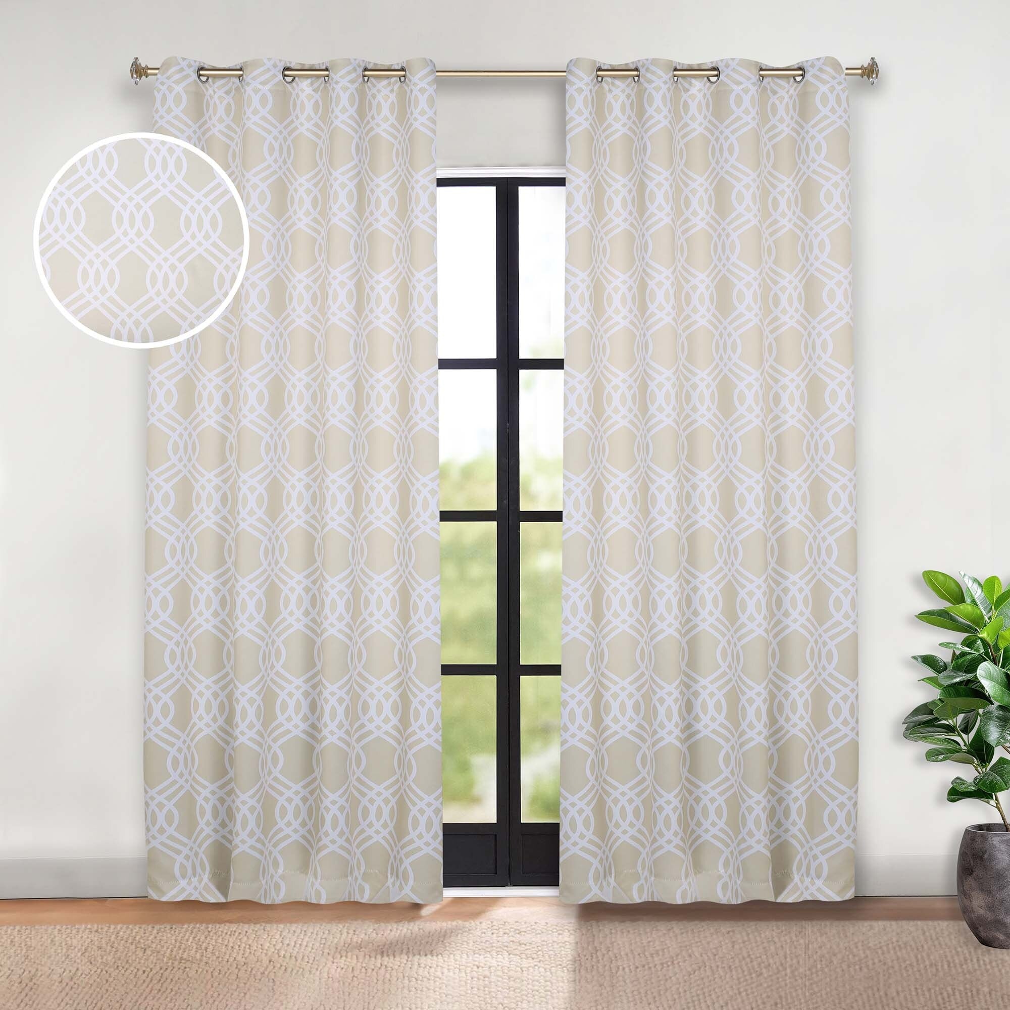 Superior Ribbon Washable Room Darkening Curtains, Set of 2 Panels