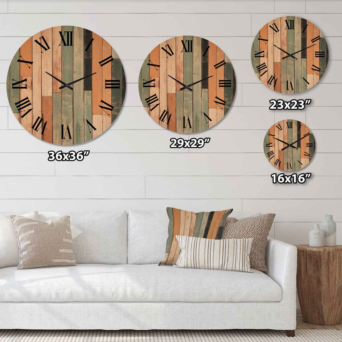 Designart Vertical Elegance Minimal Retrovisions II Abstract Midcentury Oversized Wood Wall Clock