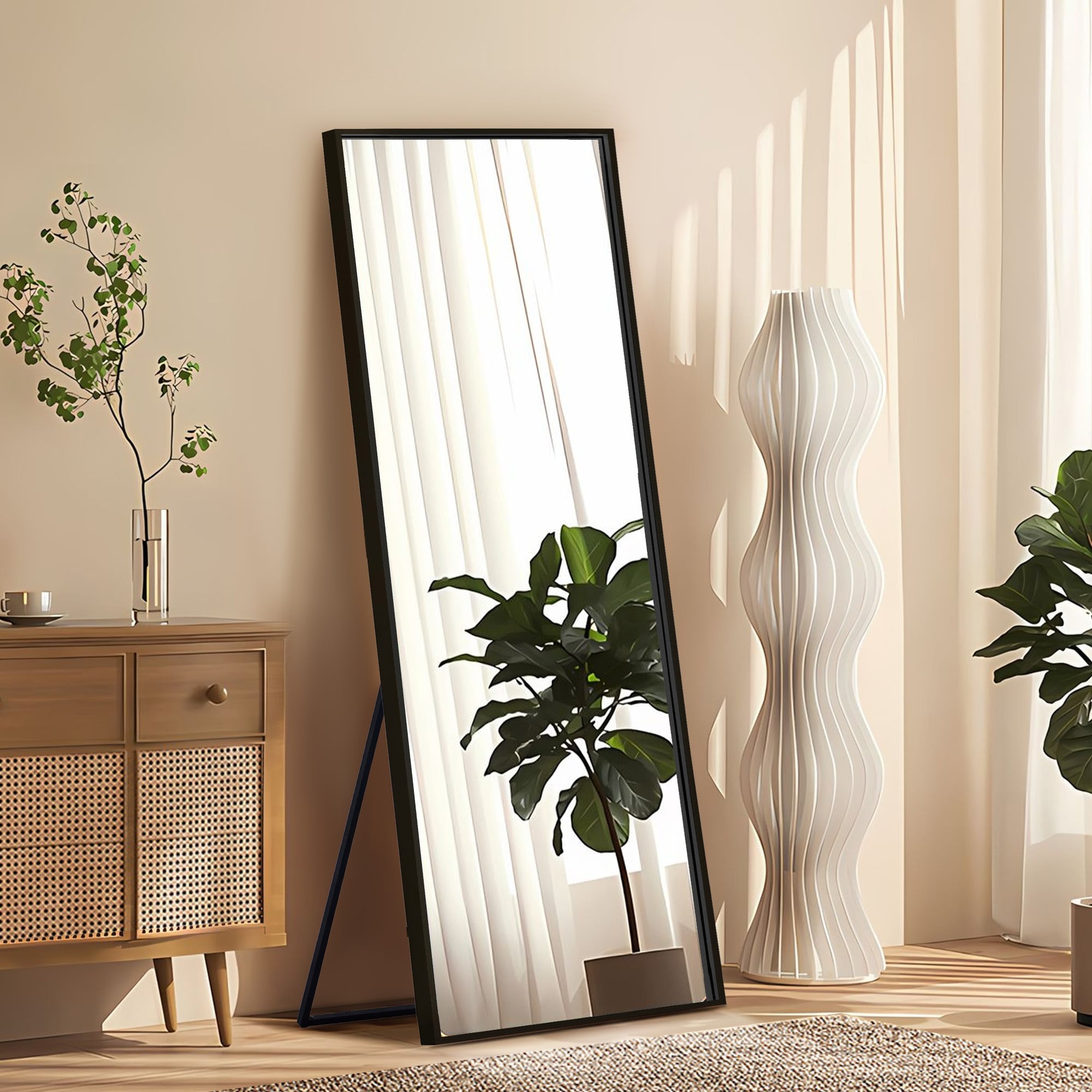 Rectangle Metal Floor Mirror - N/A