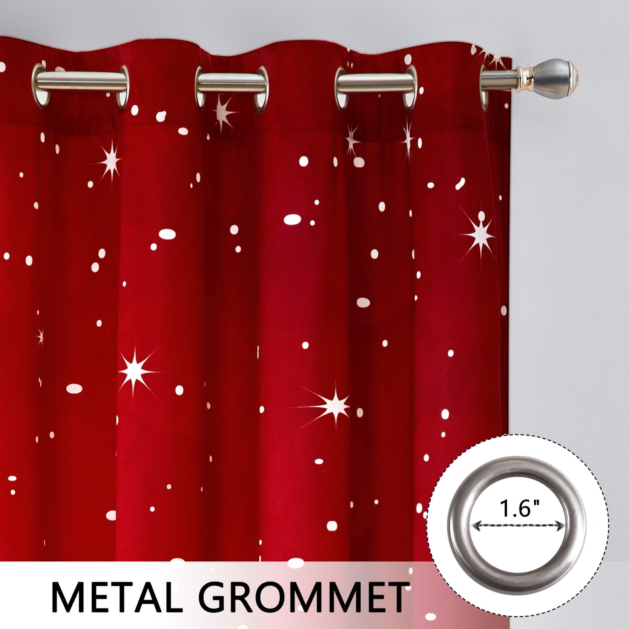 Christmas Snowflake Room Darkening Velvet Curtains 2 Panel Set