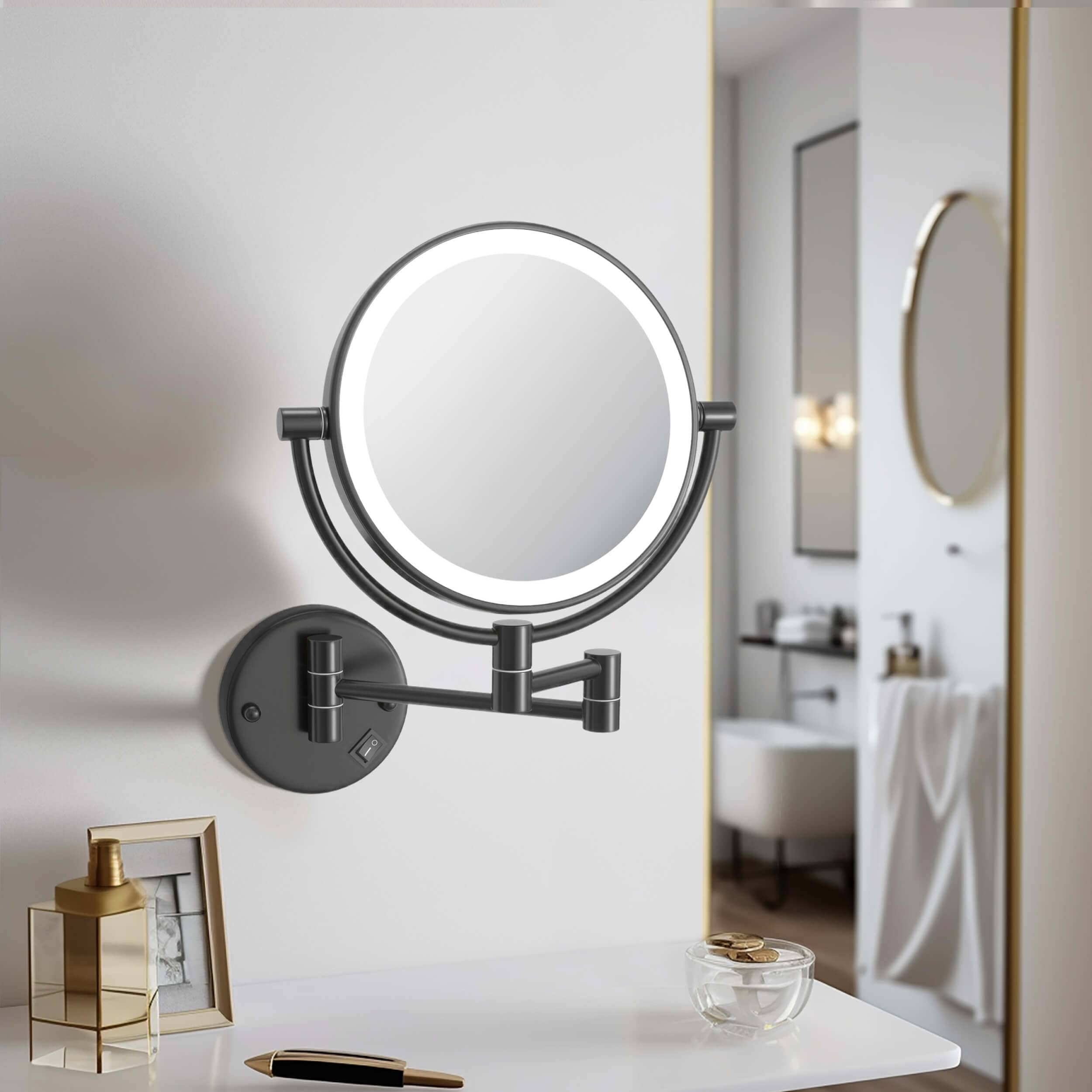 Circular LED Wall Mount Magnifying Make Up Mirror