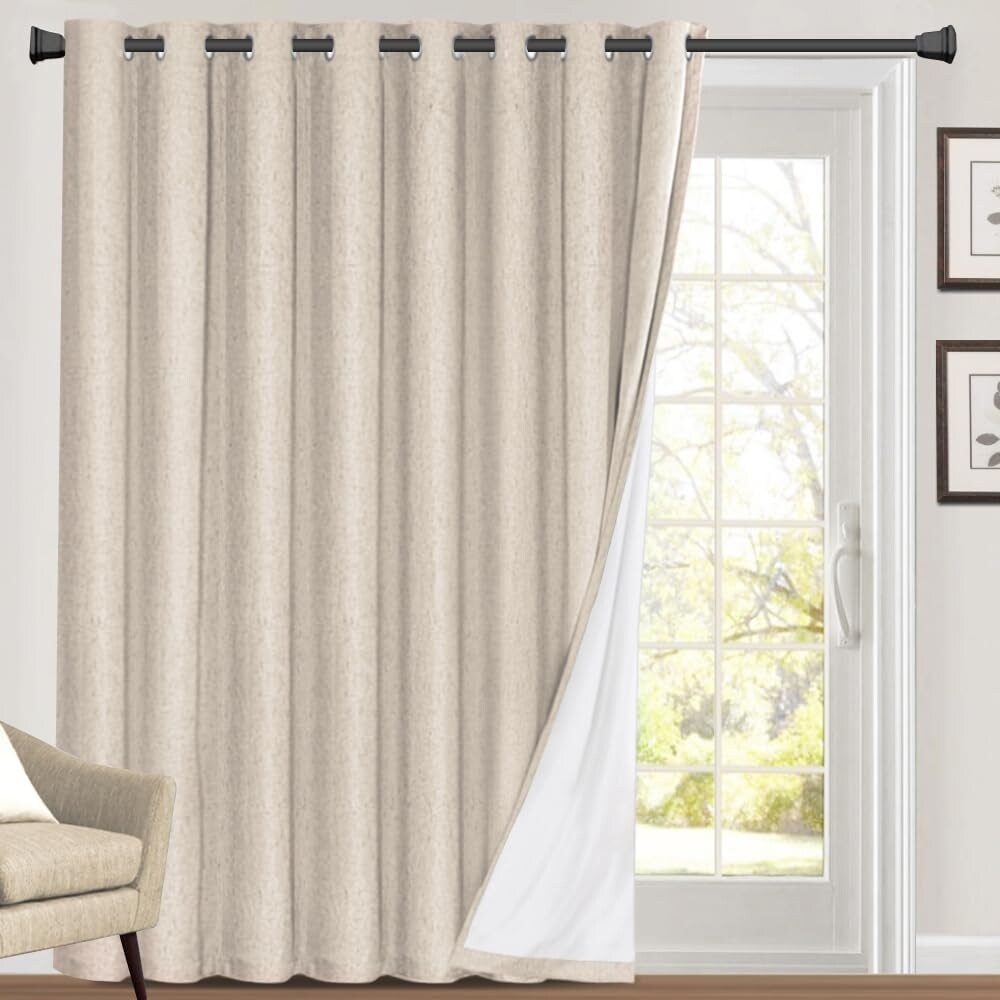 Primitive Textured 100% Blackout Linen Look Patio Door Curtain - 100W x 84L