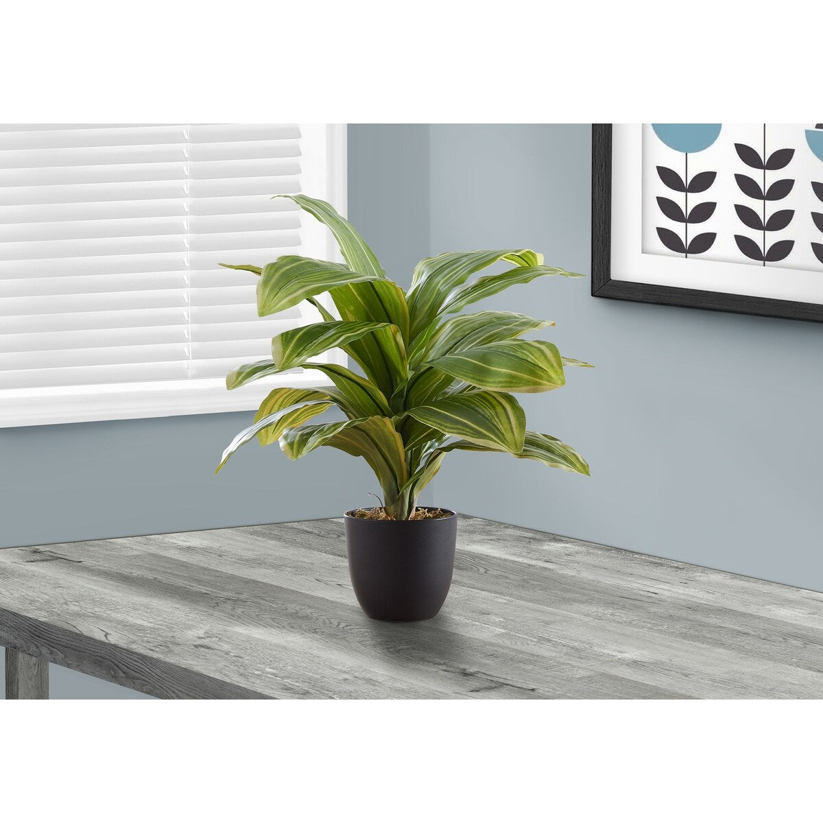 Artificial Plant, 17 Tall, Dracaena, Indoor, Faux, Fake, Table, Greenery, Potted, Real Touch, Decorative, Green Leaves