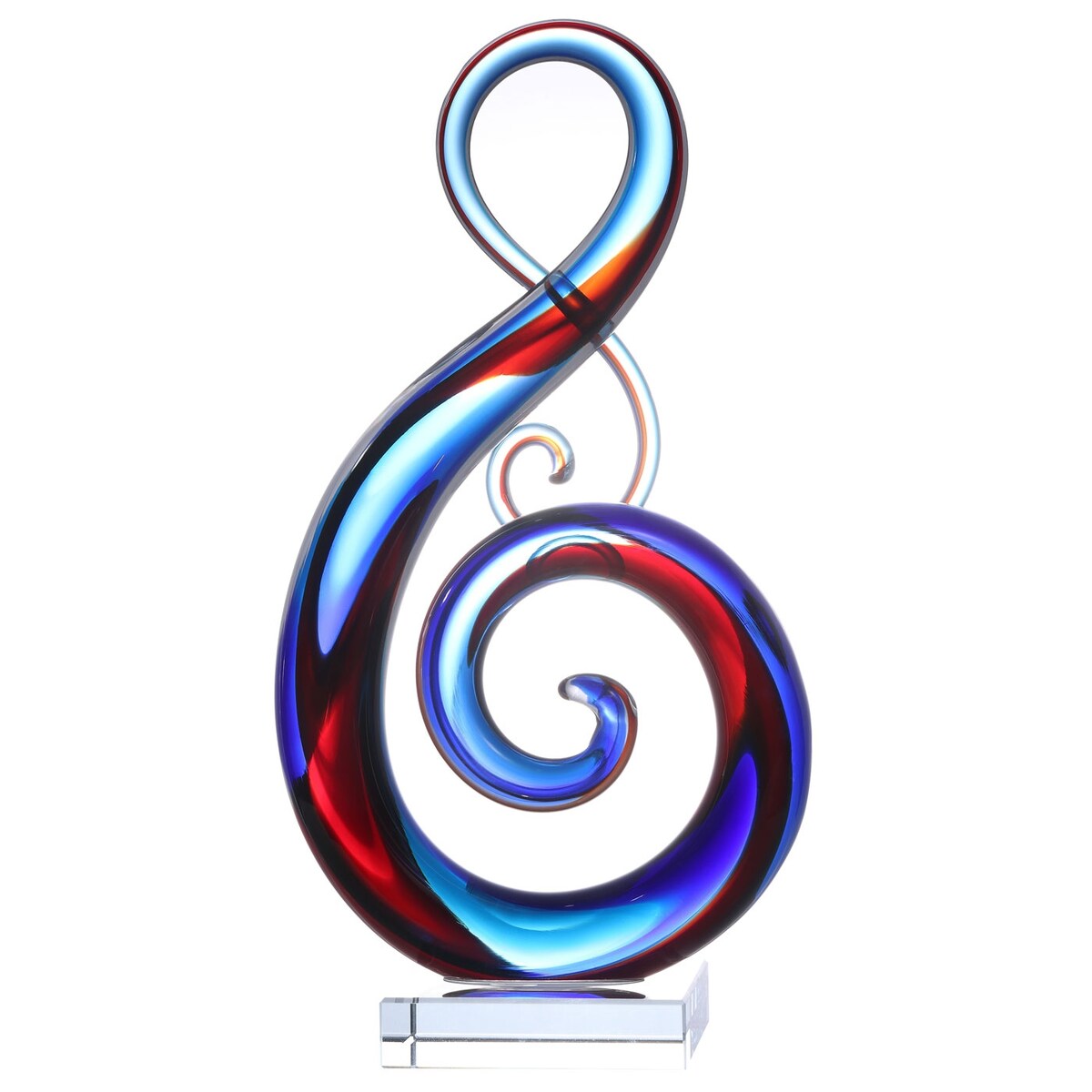 Luxury Lane Hand Blown Treble Sommerso Art Glass Sculpture