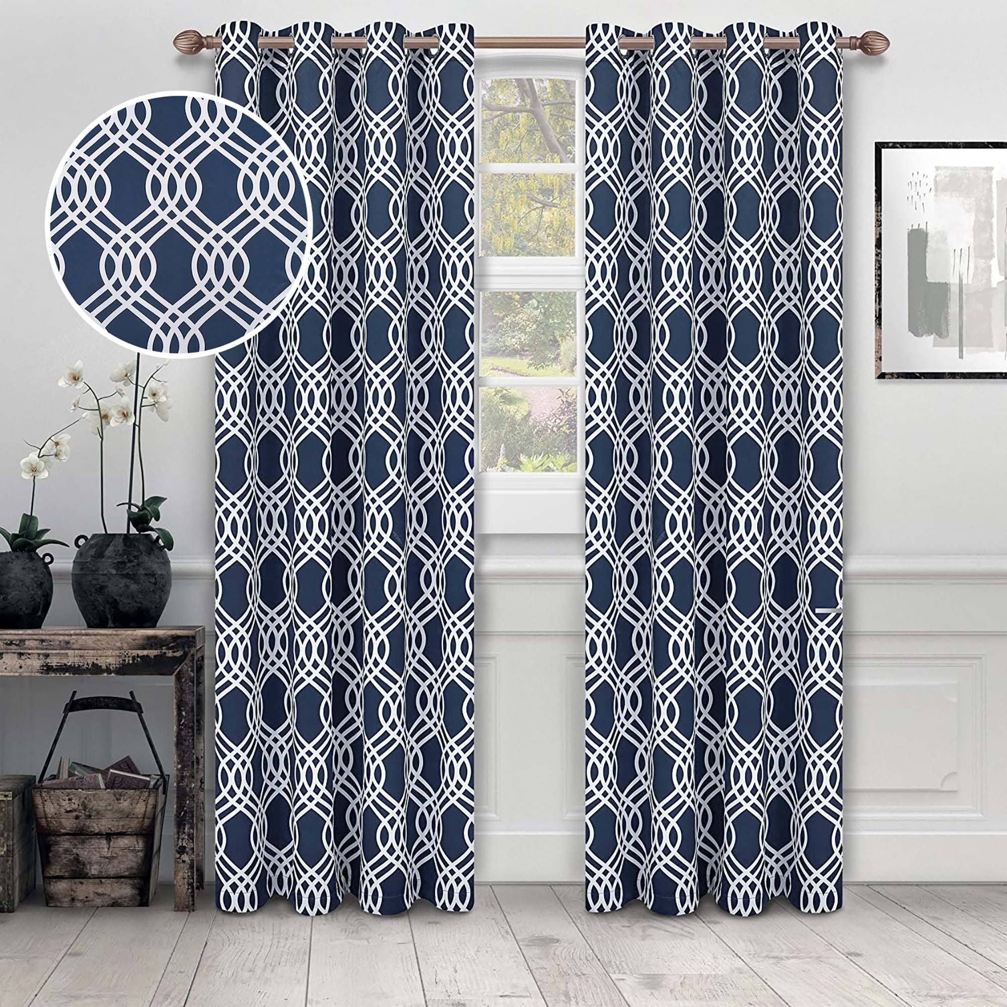 Superior Ribbon Washable Room Darkening Curtains, Set of 2 Panels