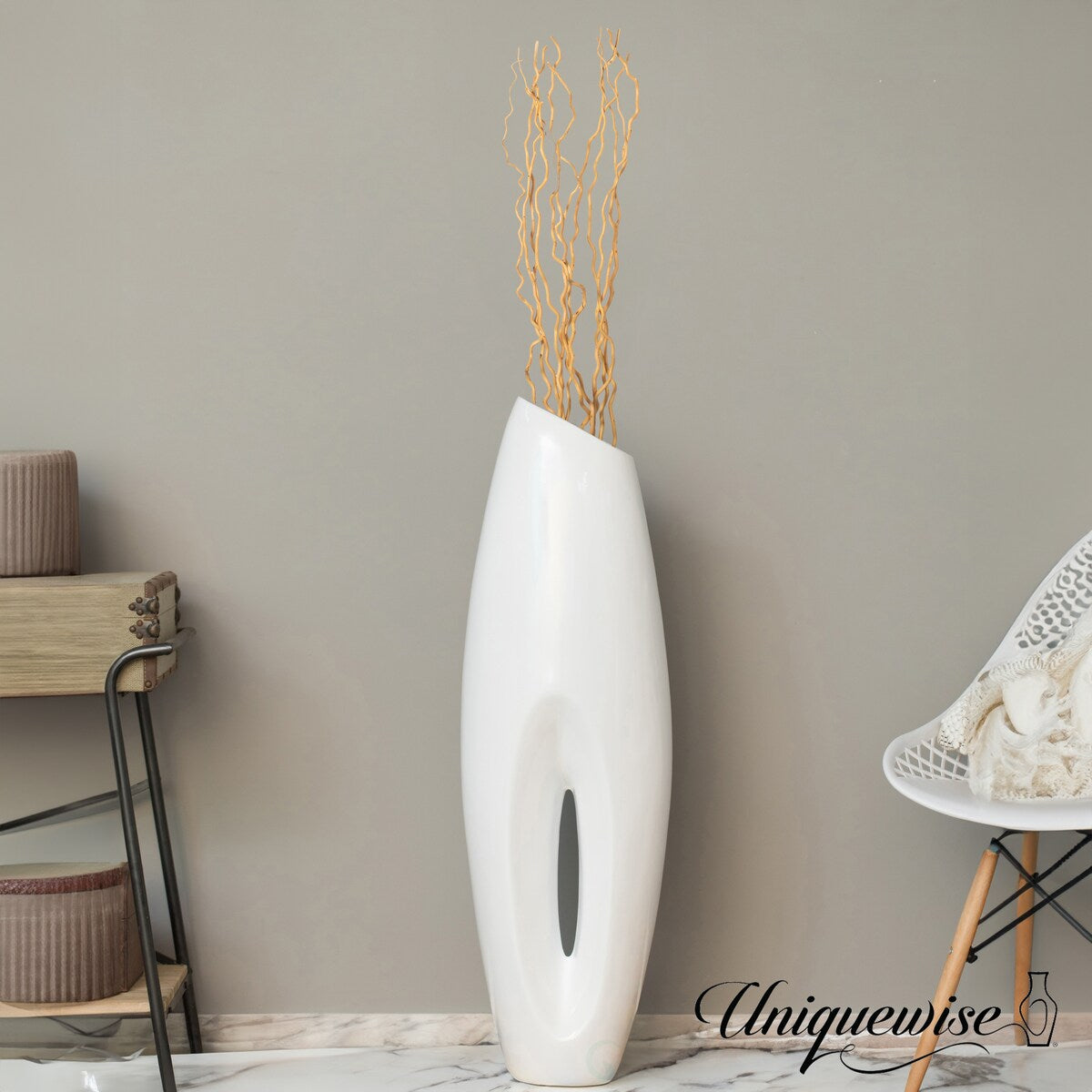 Tall Floor Vase, Modern White Large Floor Vase, Decorative Lightweight Vase, Home Decor, Large Vase