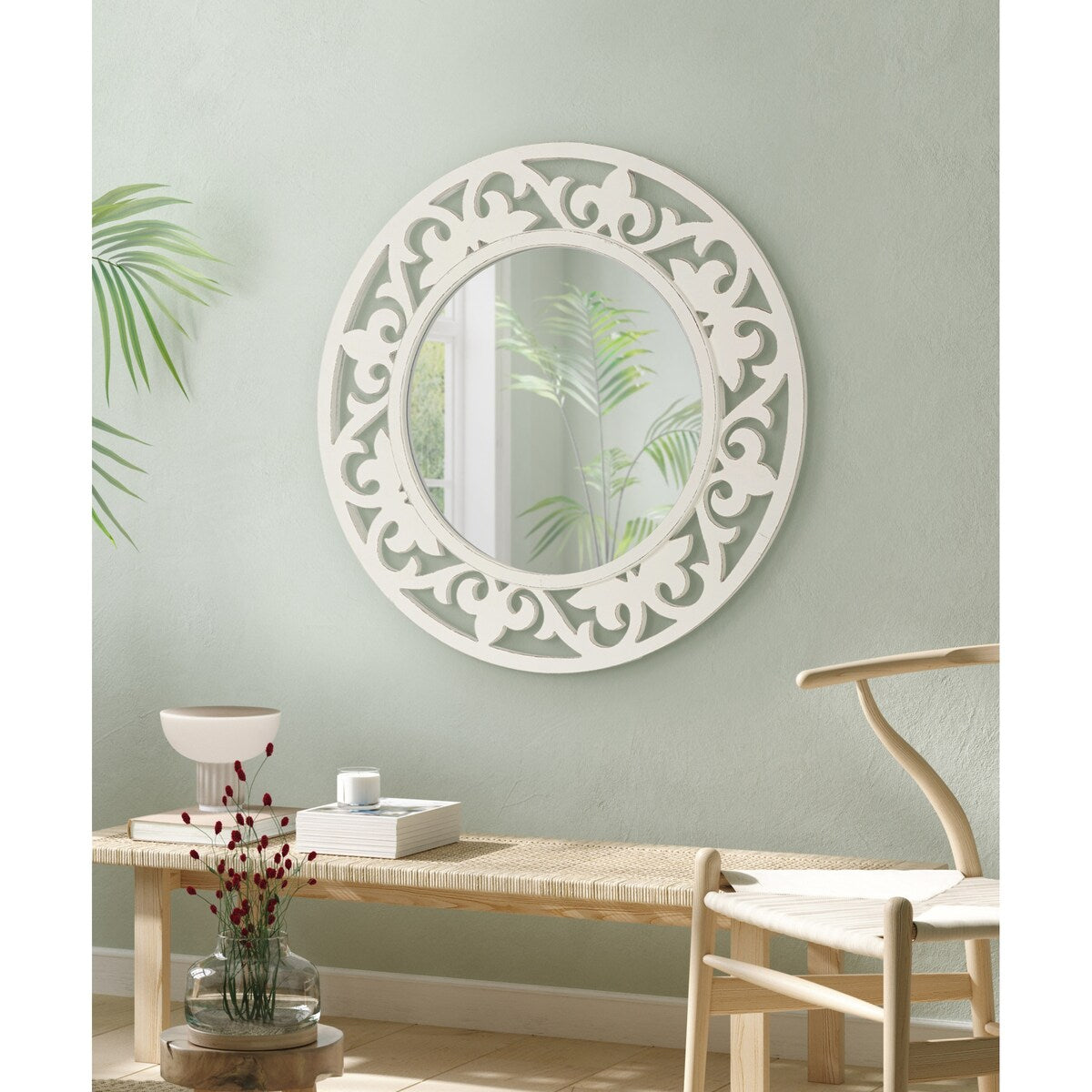 Kate and Laurel Shovali Rustic Round Mirror